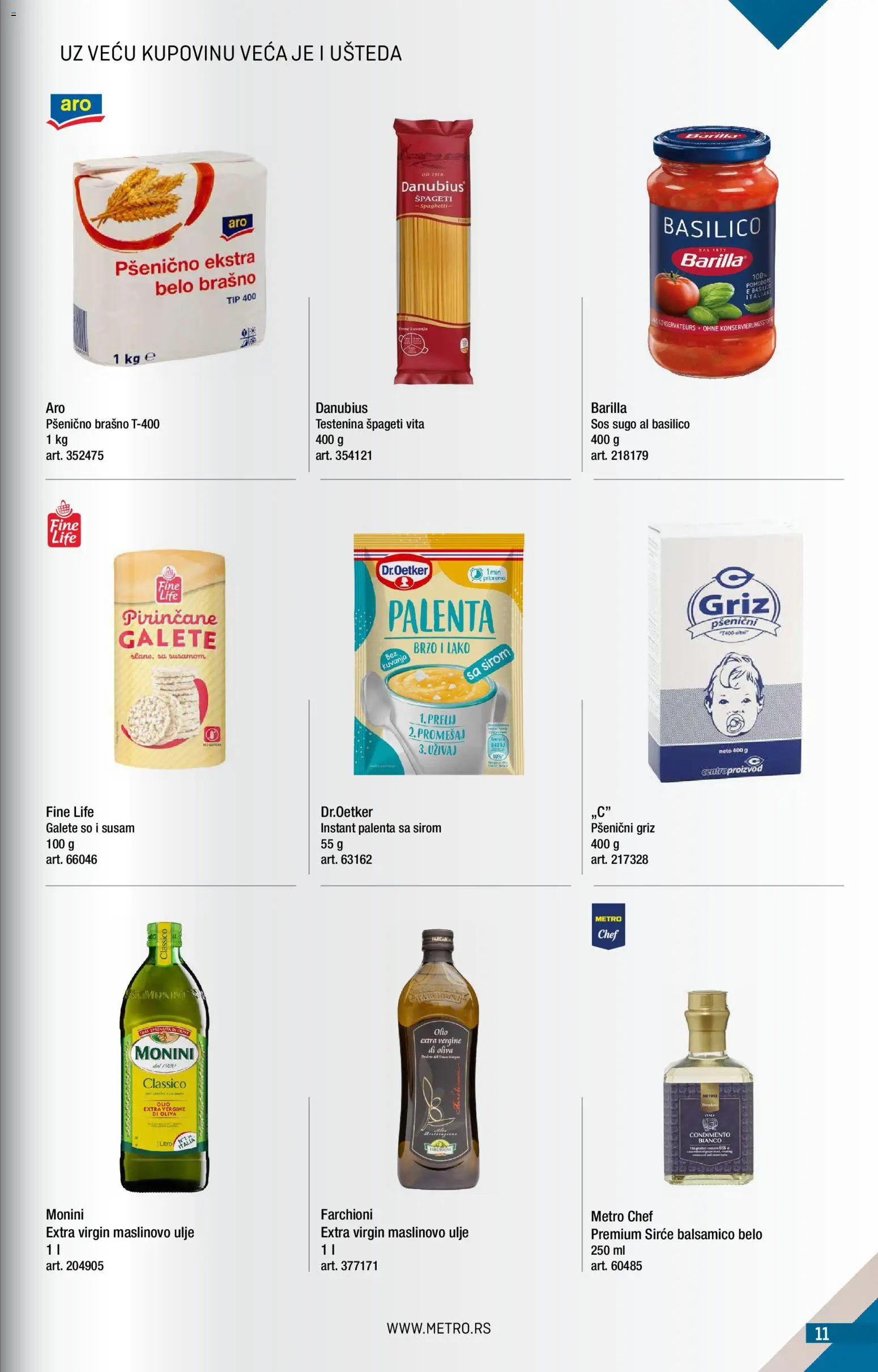 Metro katalog - važi od 01.08.2026 | Strana: 11 | Proizvode: Pšenično brašno, Sos, Ulje, Sirće