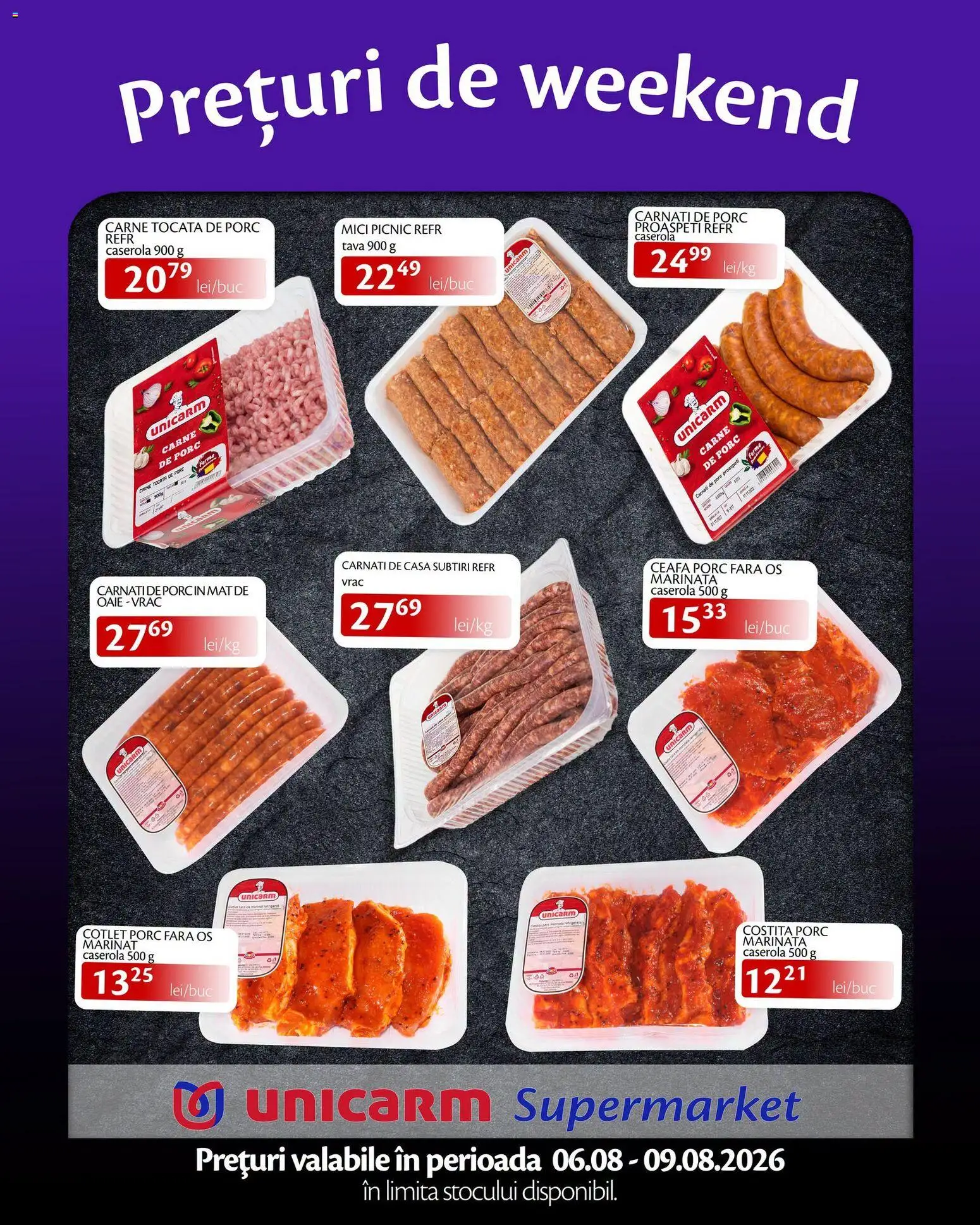 Noul catalog Unicarm – valabil de la 06.08.2026 | Pagină: 2 | Produse: Tava, Caserola, Cotlet, Cârnați
