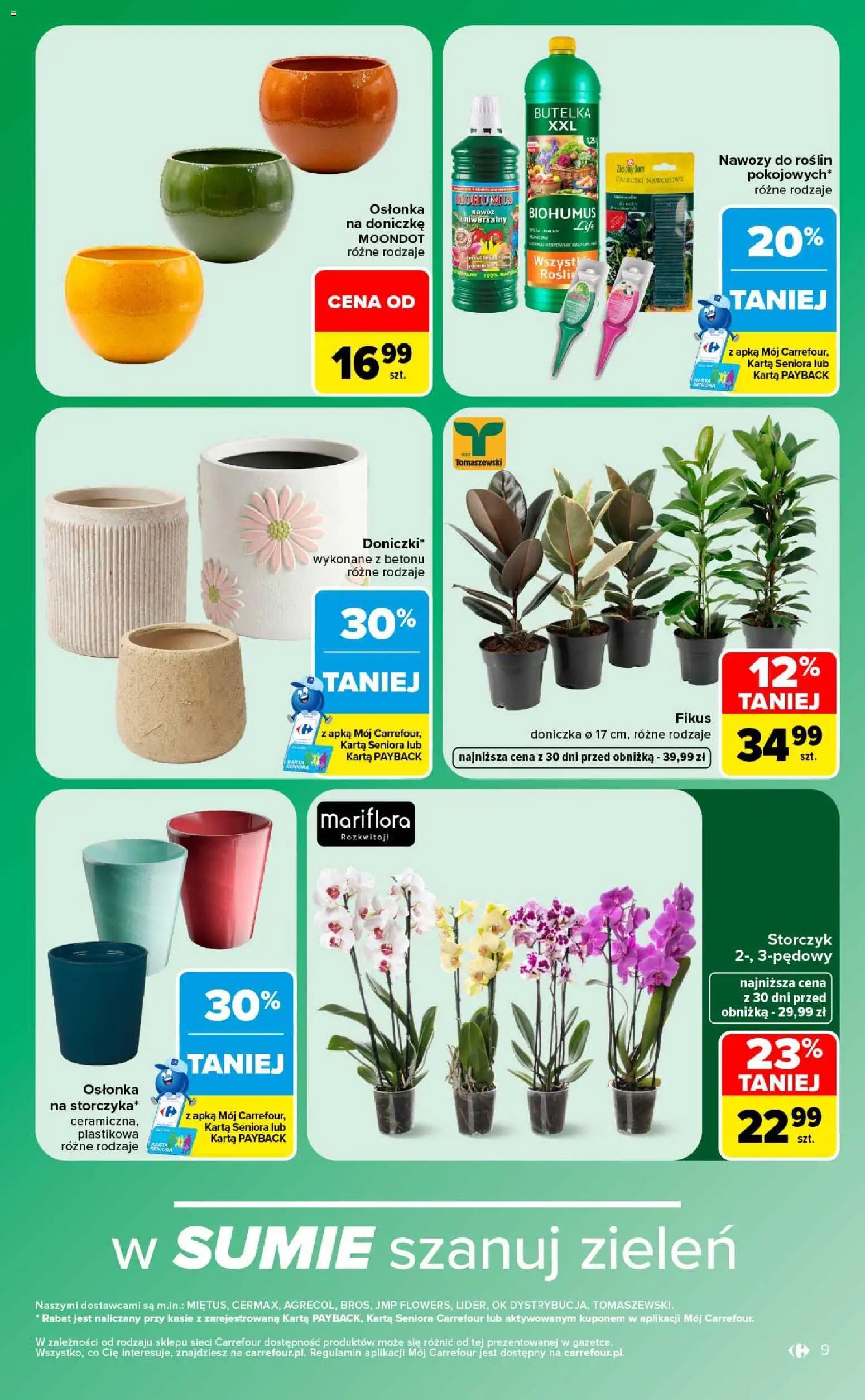 Carrefour gazetka - Same okazje od 24.08.2026 | Strona: 9 | Produkty: Doniczka, Nawóz, Storczyk, Fikus