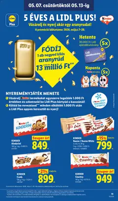 KINDER Kinderini, 100 g; 1 kg = 8490 Ft - amely érvényes a következő dátumtól: 07.05.2026 | Oldal: 11
