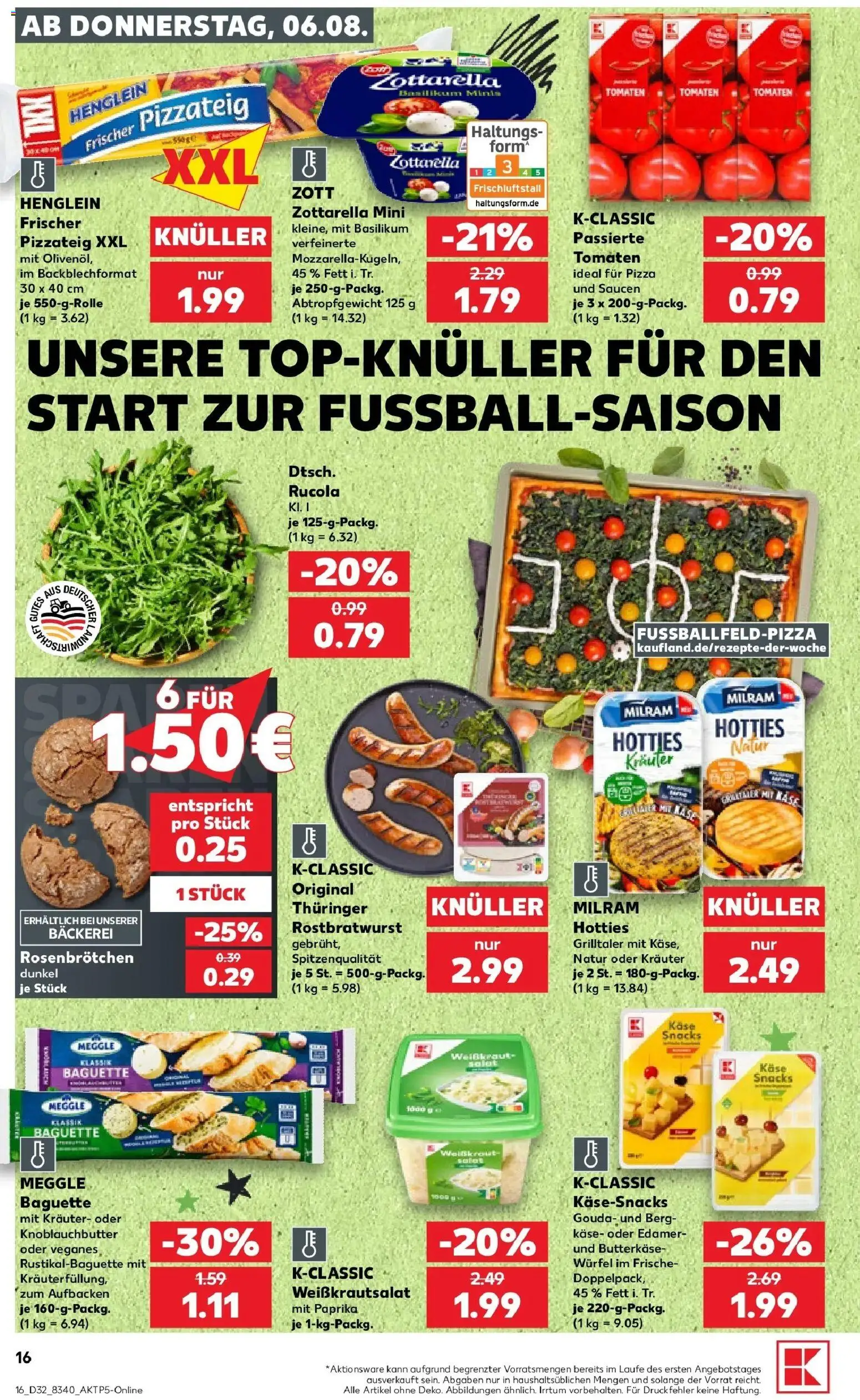 Prospekt Kaufland ab 06.08.2026 » Angebote Online zum Blättern | Seite: 16 | Produkte: Gouda, Tomaten, Milram, Pizza