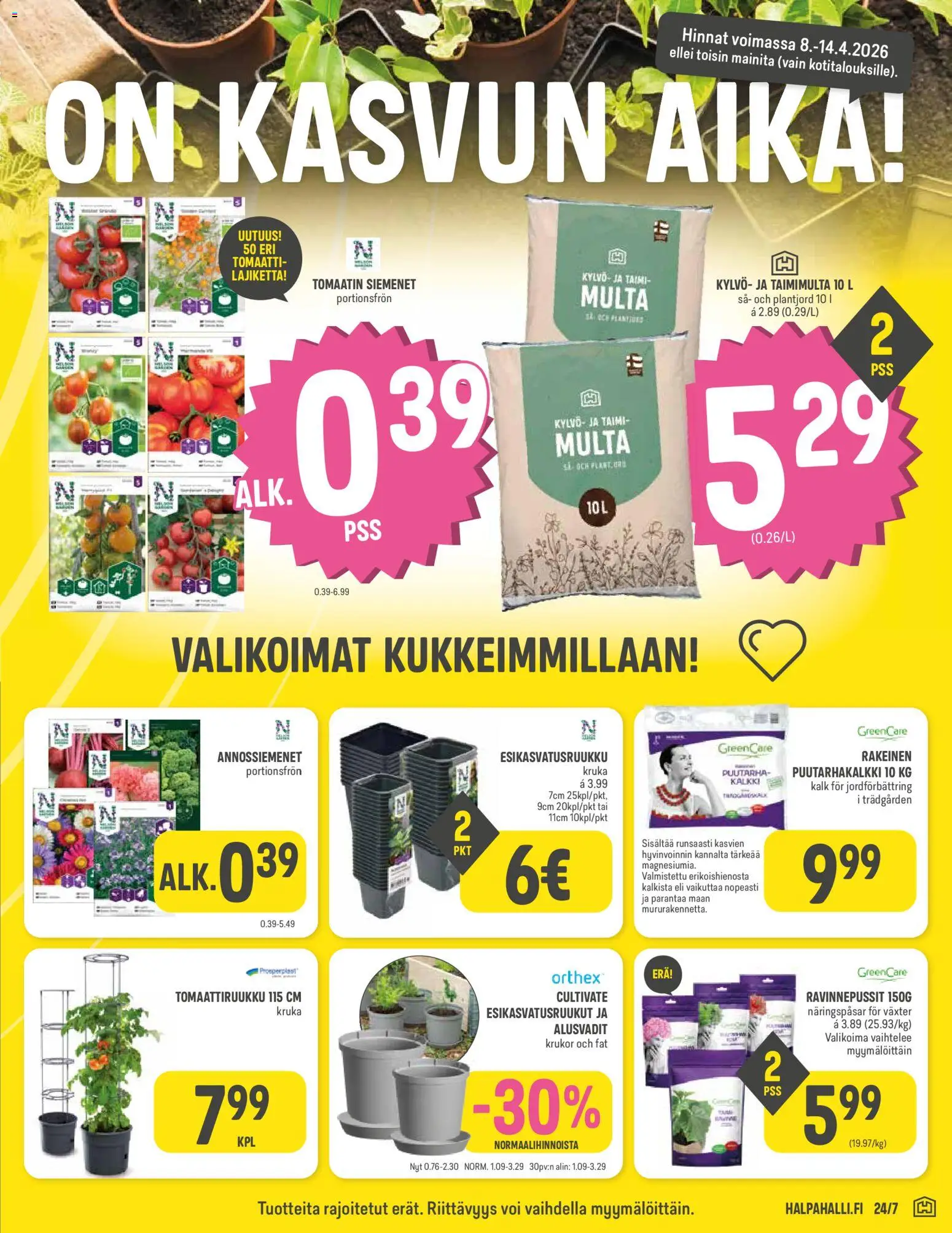 Halpa Halli tarjoukset – voimassa 08.04.2026 alkaen | Sivu: 7 | Tuotteet: Multa, Siemenet, Voi