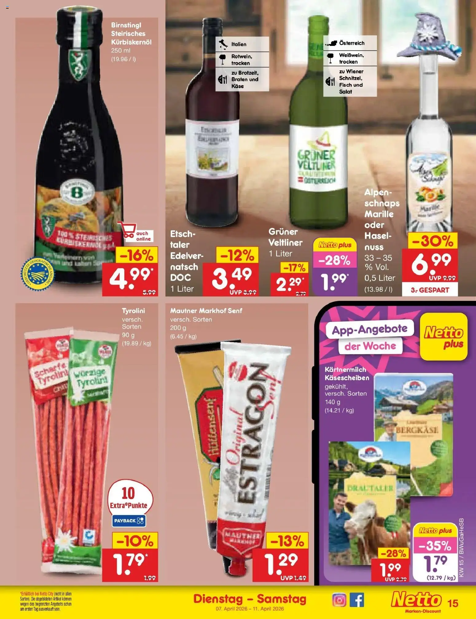 Netto Marken-Discount Prospekt Hamburg	 – gültig ab 07.04.2026 | Seite: 17 | Produkte: Kürbiskernöl, Käse, Fisch, Salat