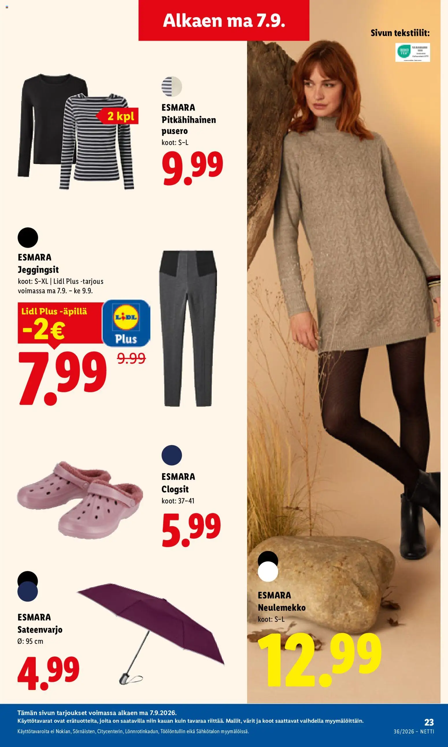 Lidl tarjoukset – voimassa 07/09/2026 alkaen | Sivu: 9 | Tuotteet: Pusero, Sateenvarjo
