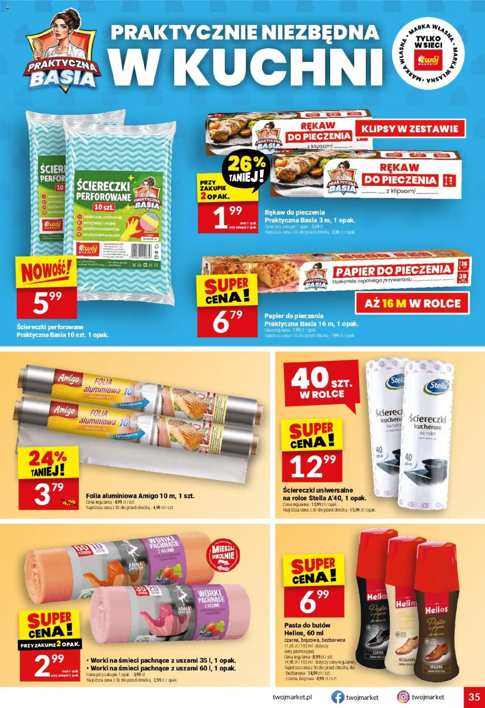 Twój Market gazetka od 28.10.2026 | Strona: 35 | Produkty: Folia aluminiowa, Papier do pieczenia, Folia, Pasta