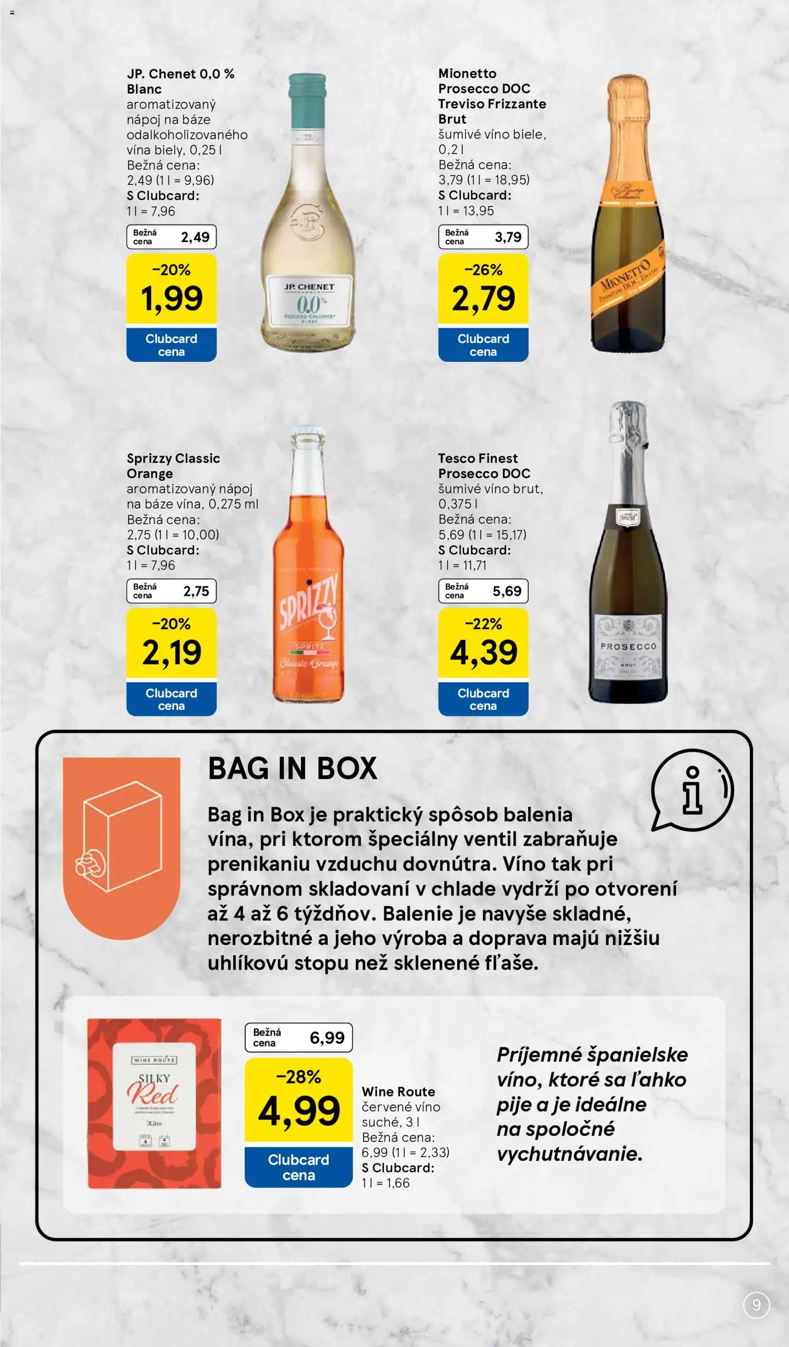 Nové Tesco akcie – leták je platný od 05.10.2026 | Strana: 9 | Produkty: Ventil, Prosecco, Červené víno, Mionetto Prosecco