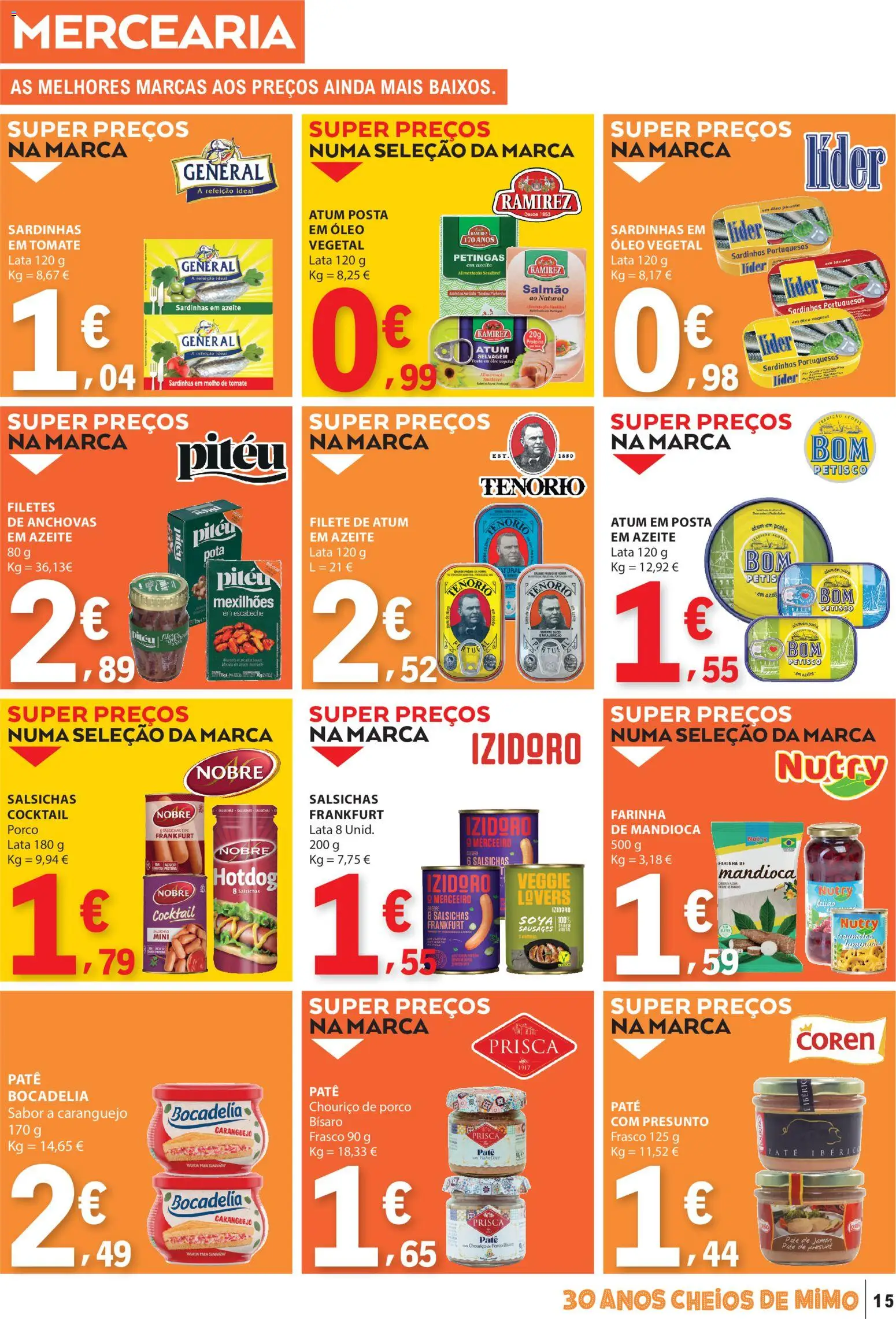 E.Leclerc folheto │ válido de 03/09/2026 | Página: 15 | Produtos: Salmão, Sardinhas, Chouriço, Farinha