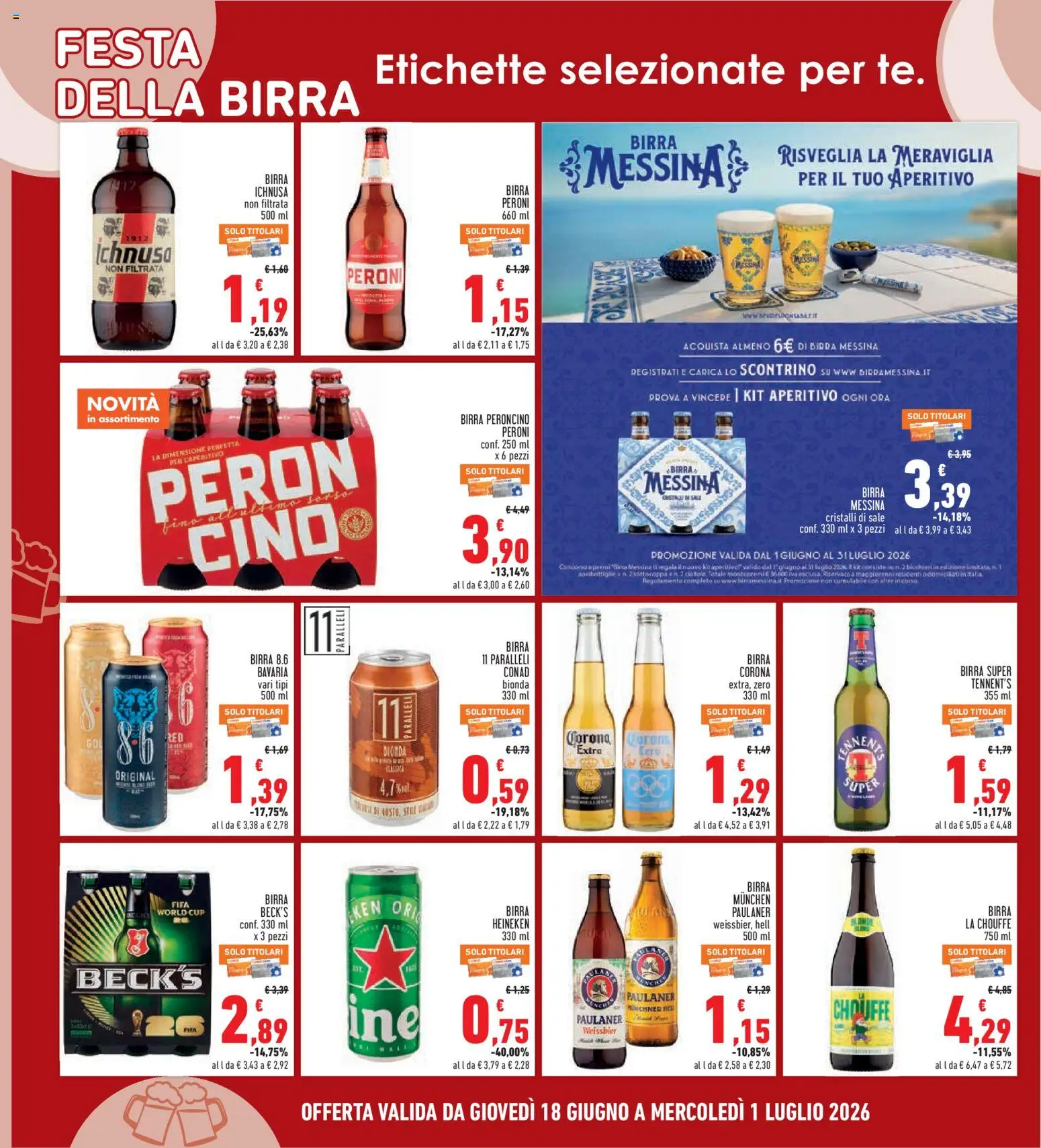 Volantino Conad del 18.06.2026 | Pagina: 20 | Prodotti: Tennent's, Birra, Sale, Heineken
