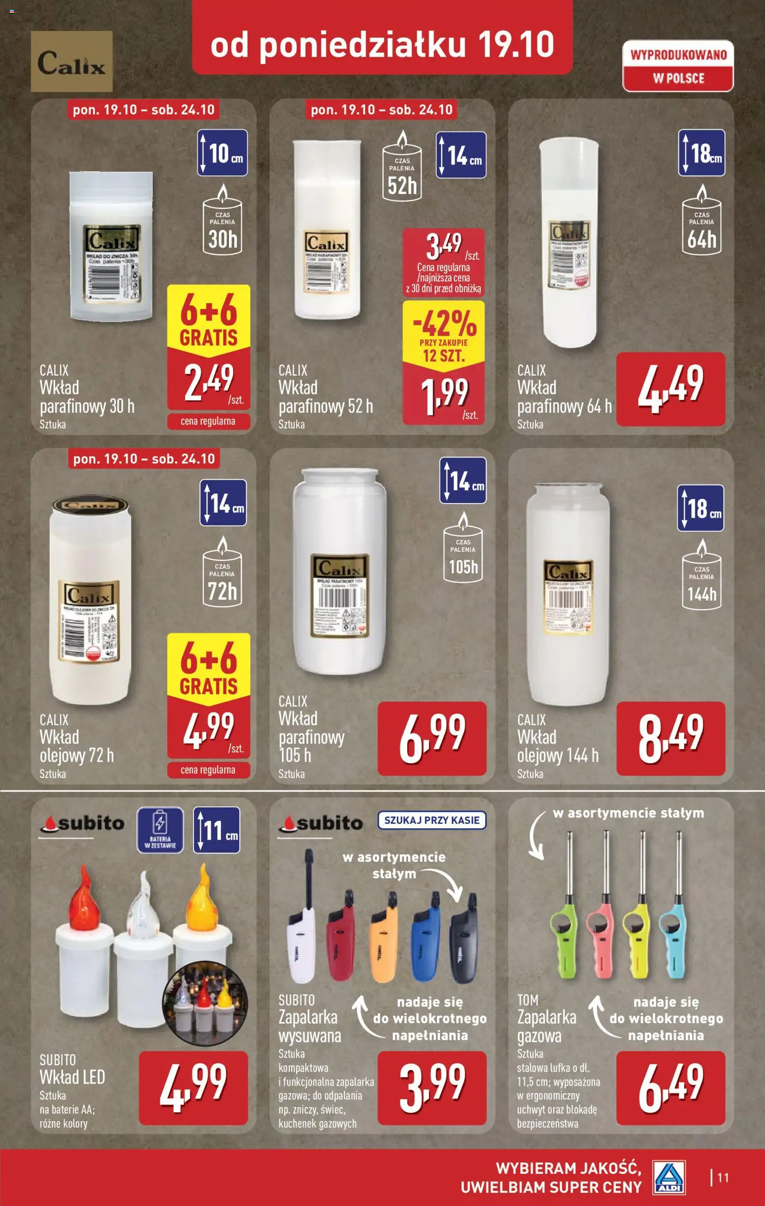 Aldi gazetka - Znicze i stroiki od 19.10.2026 | Strona: 11 | Produkty: Baterie, Bateria