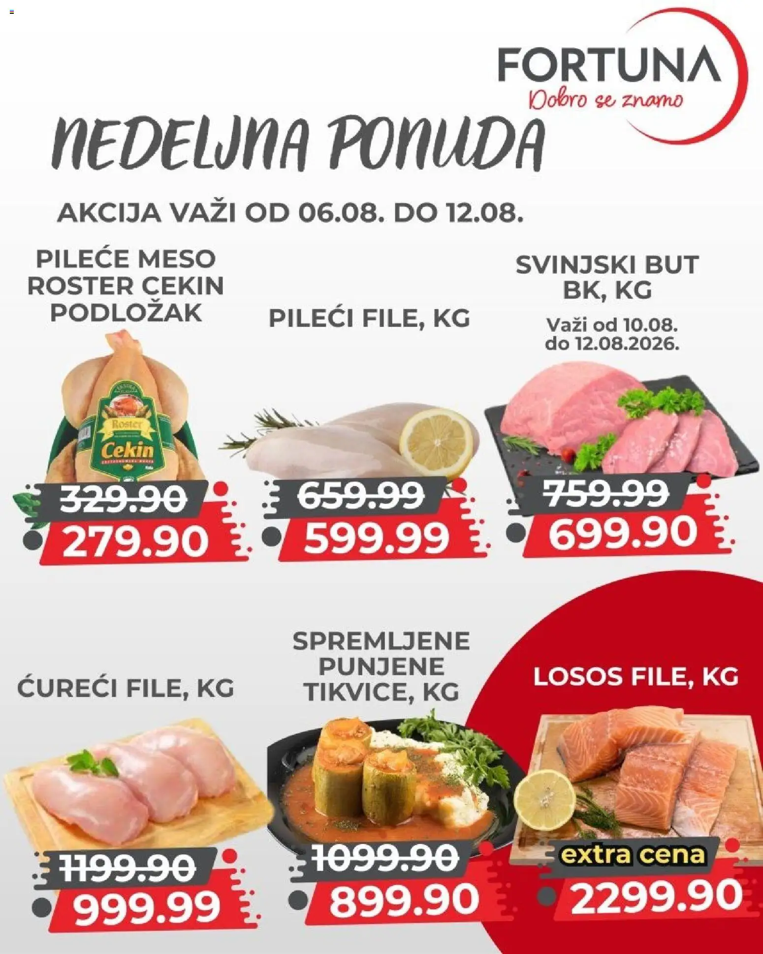 Fortuna Market katalog - važi od 06.08.2026 | Strana: 2 | Proizvode: Pileće meso, Losos, Svinjski but