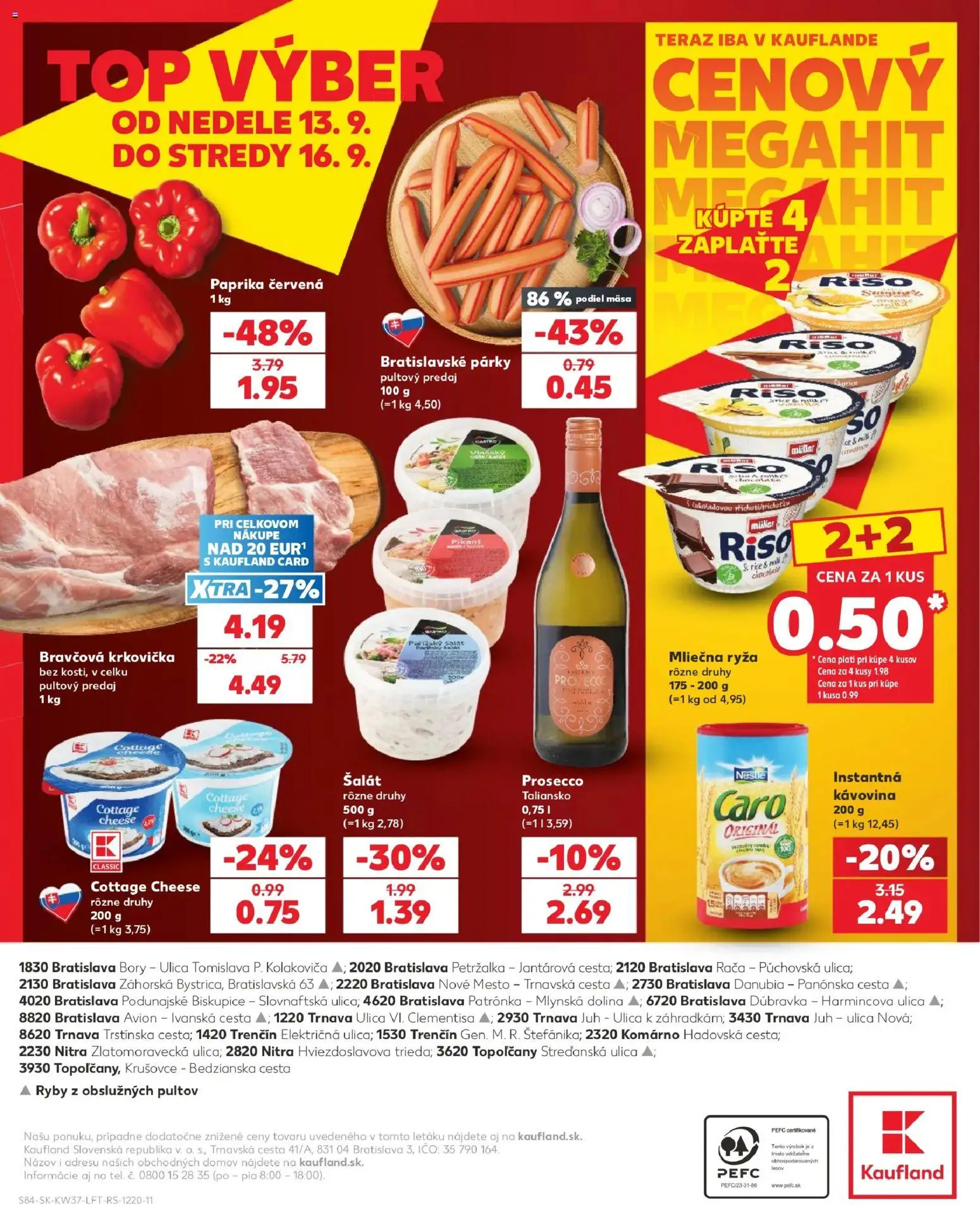 Nové Kaufland akcie – leták je platný od 10.09.2026 | Strana: 84 | Produkty: Ryža, Cottage cheese, Krkovička, Párky