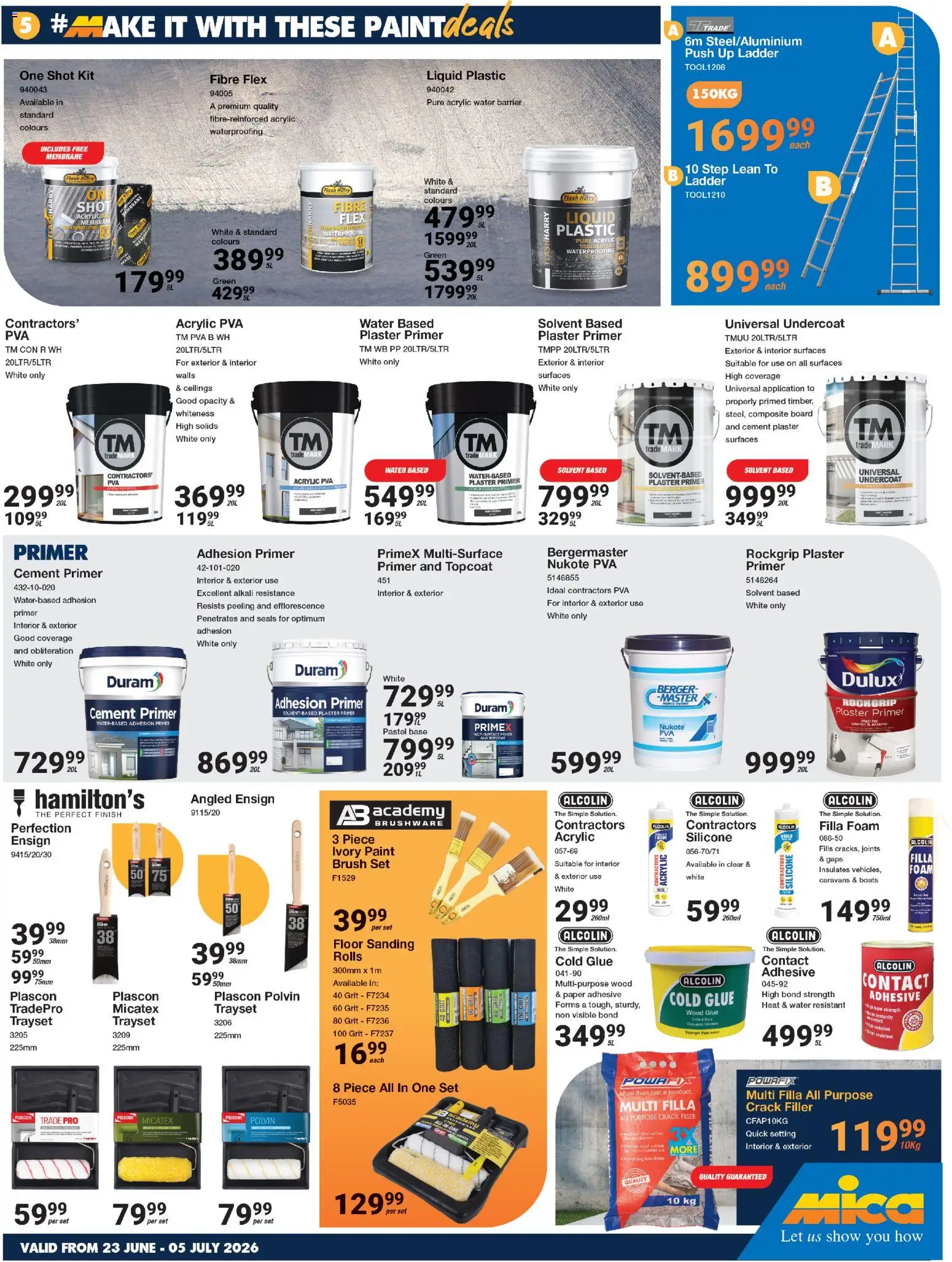 New MICA catalogue – valid from 23/06/2026 | Page: 5 | Products: Adhesive, Plaster, Cement, Paper