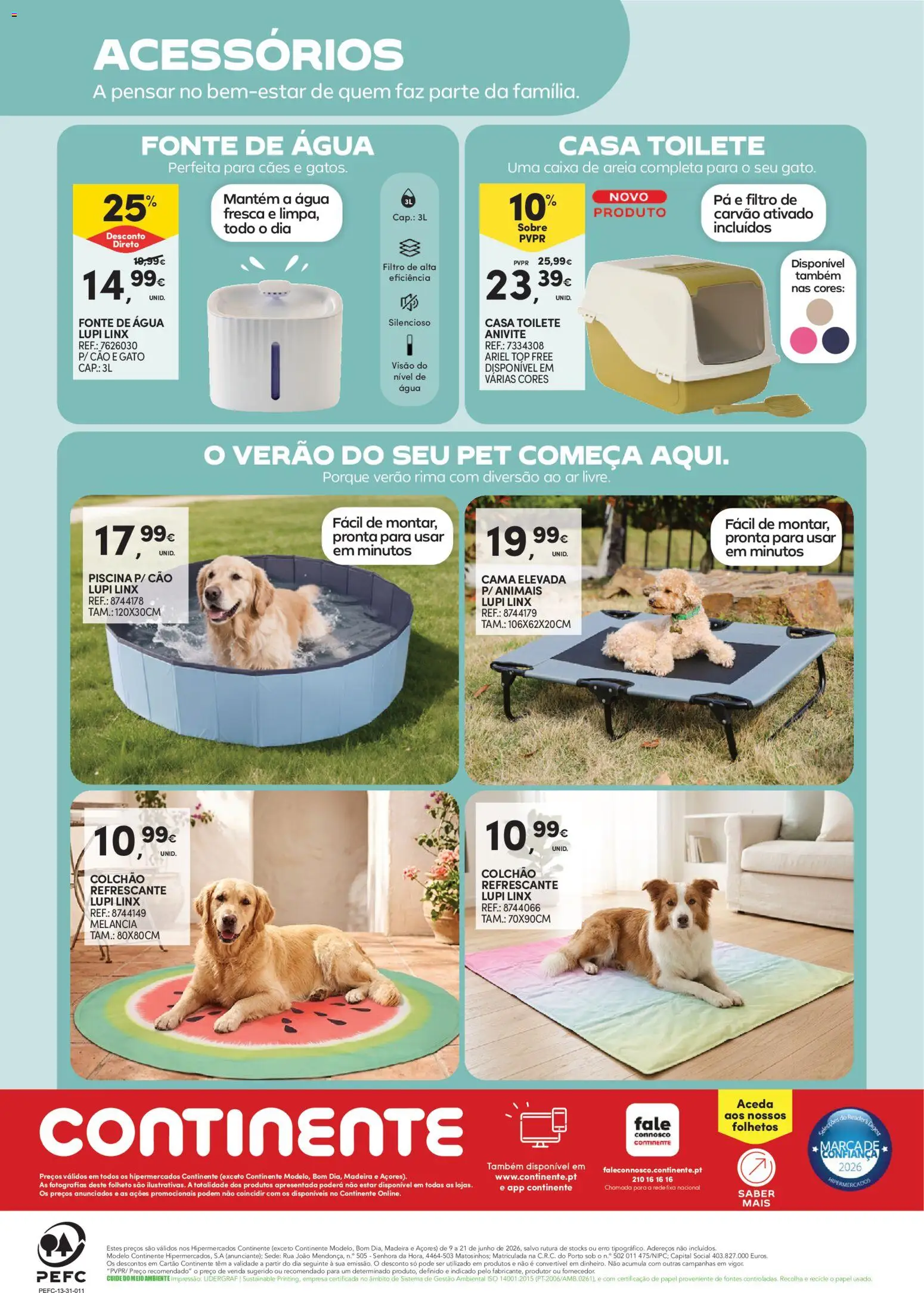 Continente Animais de Companhia │ válido de 09.06.2026 | Página: 12 | Produtos: Agua, Top, Banho, Pá