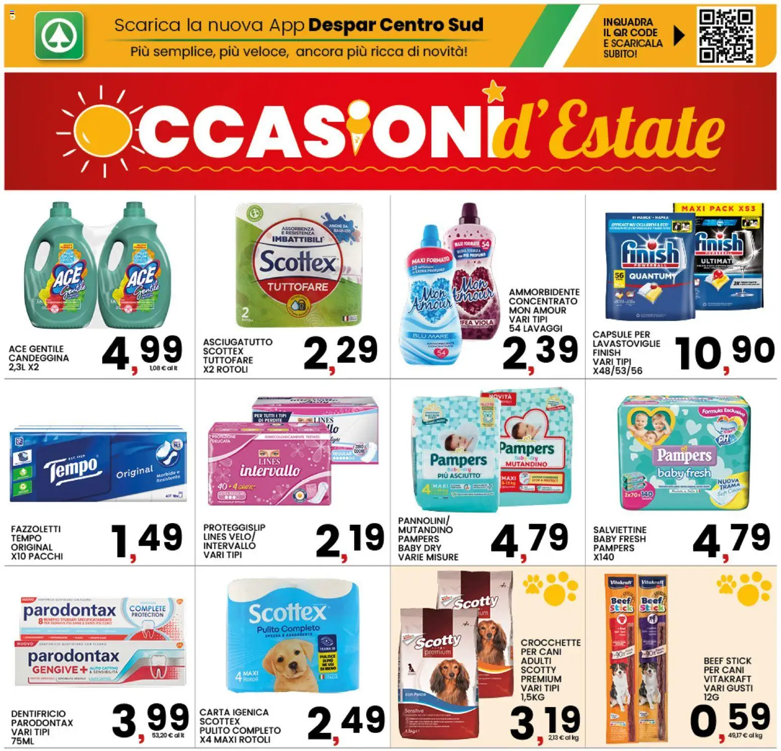 Volantino Interspar del 09/07/2026 | Pagina: 5 | Prodotti: Dentifricio, Lavastoviglie, Pampers, Asciugatutto