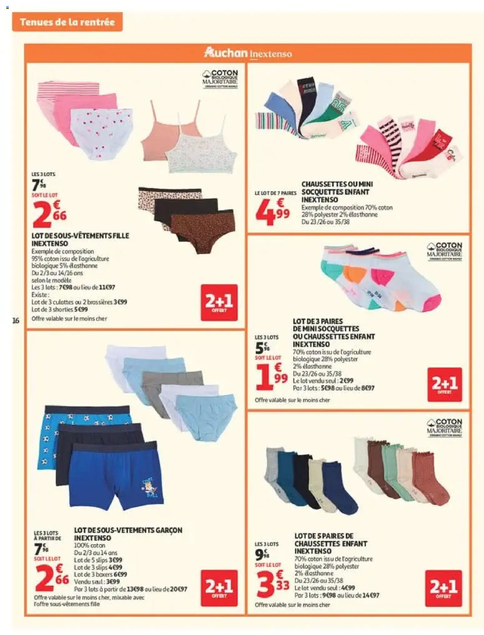 {H1} | Page: 16 | Produits: Coton, Chaussettes, Sous-vêtements, Chaussettes enfant