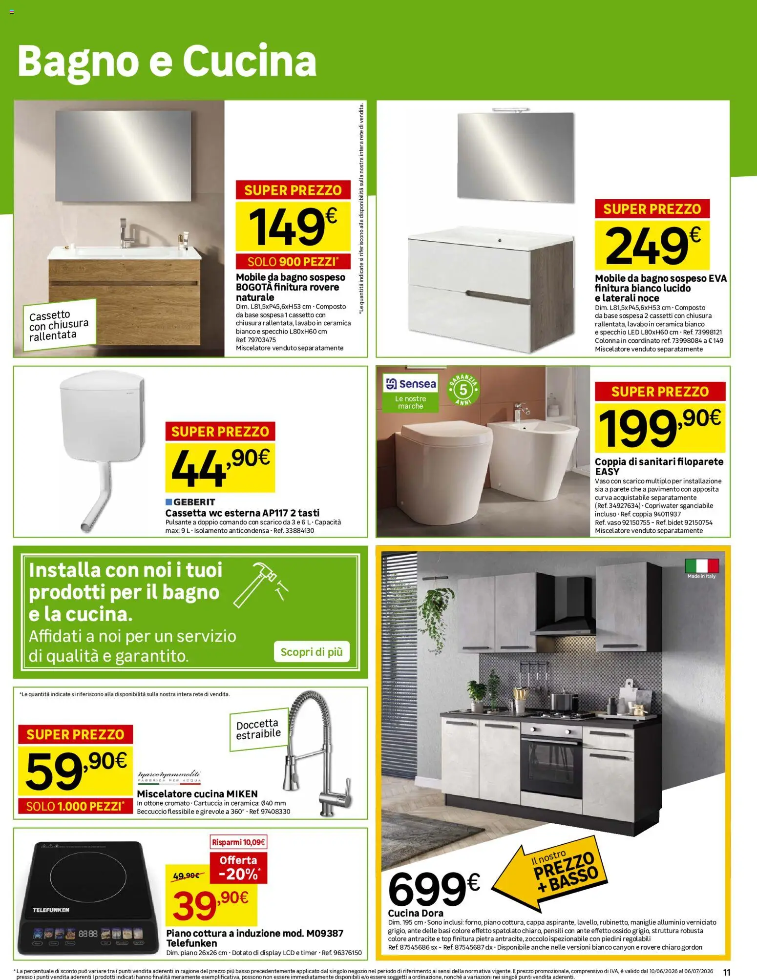 Volantino Leroy Merlin del 10.06.2026 | Pagina: 11 | Prodotti: Mobile, Pavimento, Miscelatore, Bagno