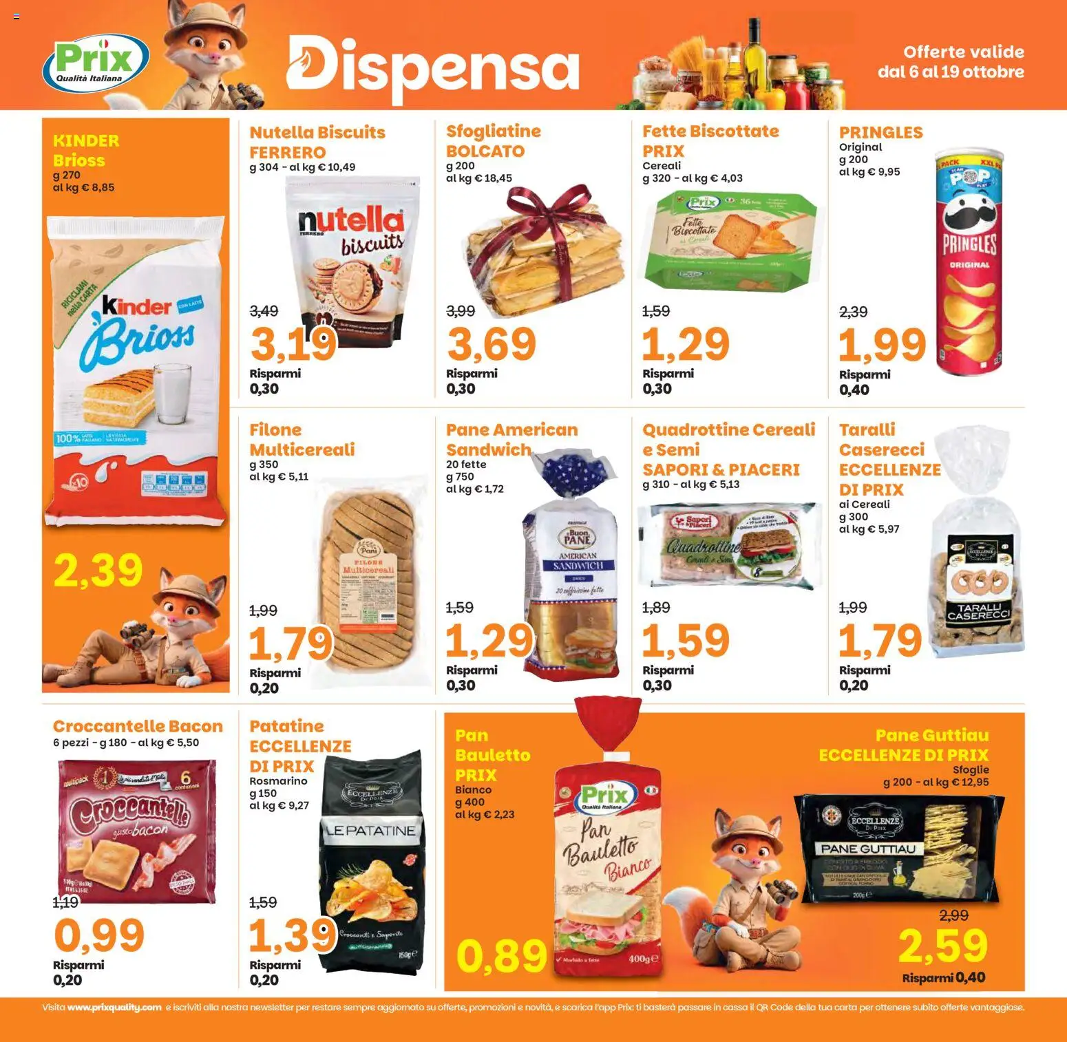 Volantino Prix del 06/10/2026 | Pagina: 18 | Prodotti: Rosmarino, Pane, Patatine, Nutella
