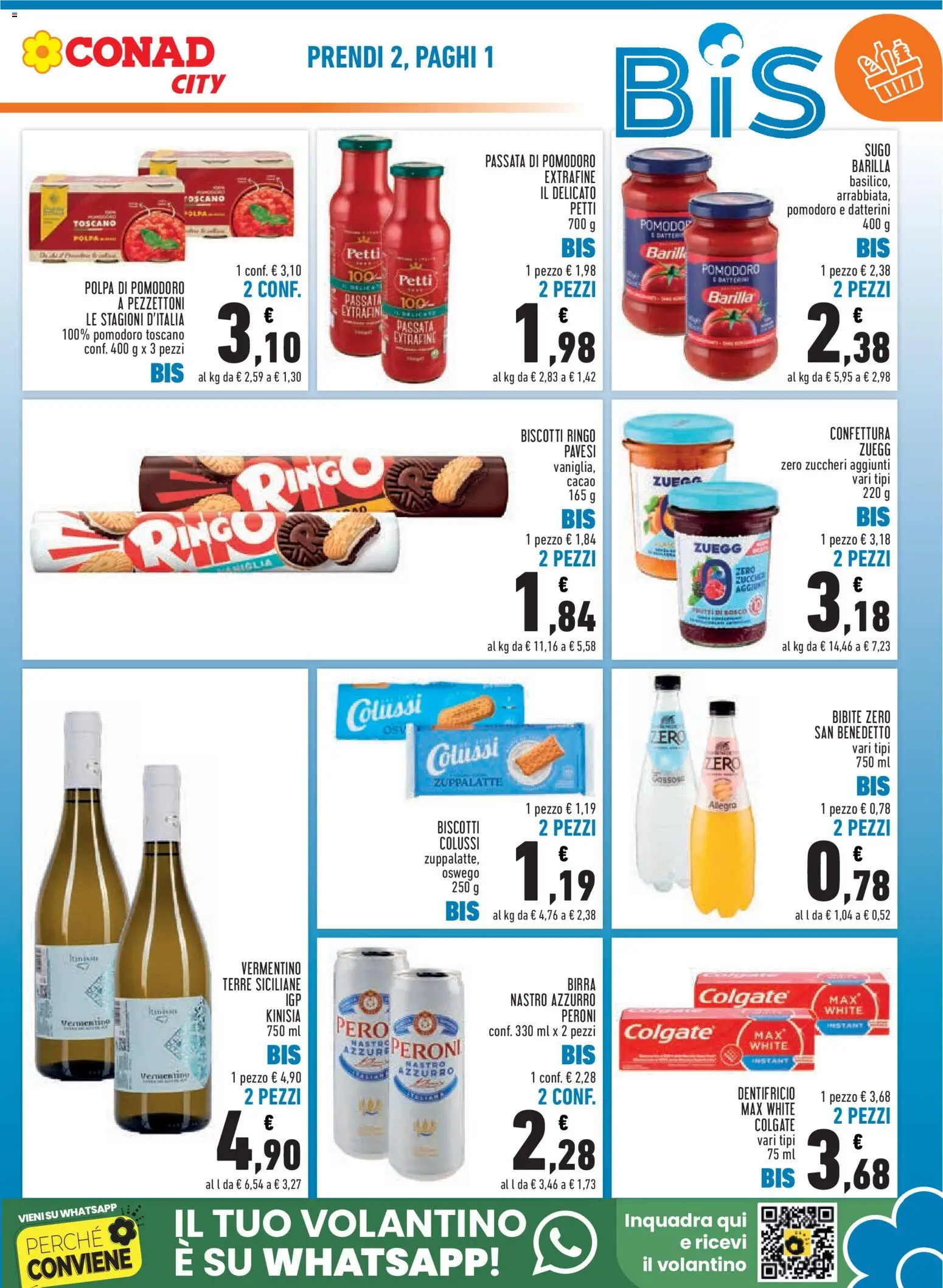 Volantino Conad del 04/11/2026 | Pagina: 3 | Prodotti: Birra, Biscotti, Passata di pomodoro, Bibite