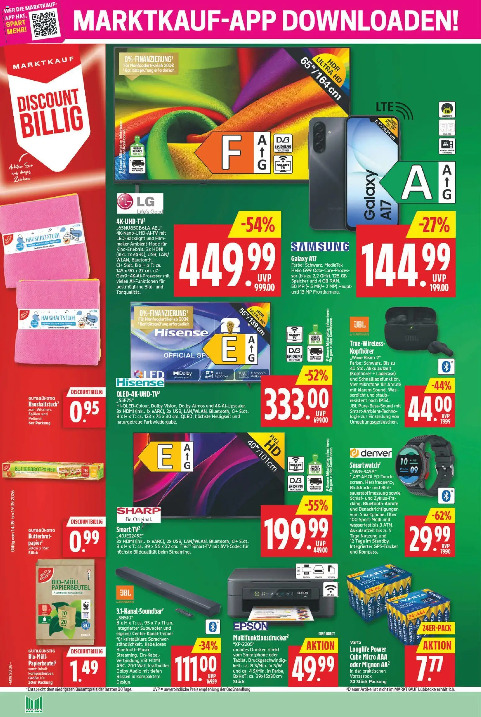 Marktkauf Prospekt – gültig ab 14.09.2026 | Seite: 20 | Produkte: Epson, Smartphone, Audio, Kopfhörer
