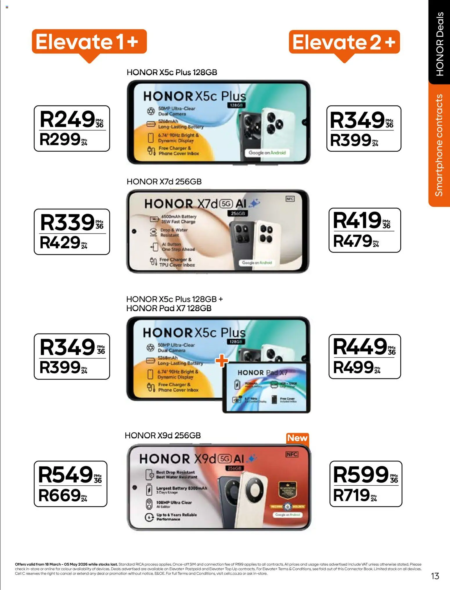 New Cell C catalogue – valid from 18.03.2026 | Page: 15 | Products: Sim, Cover, Phone, Water