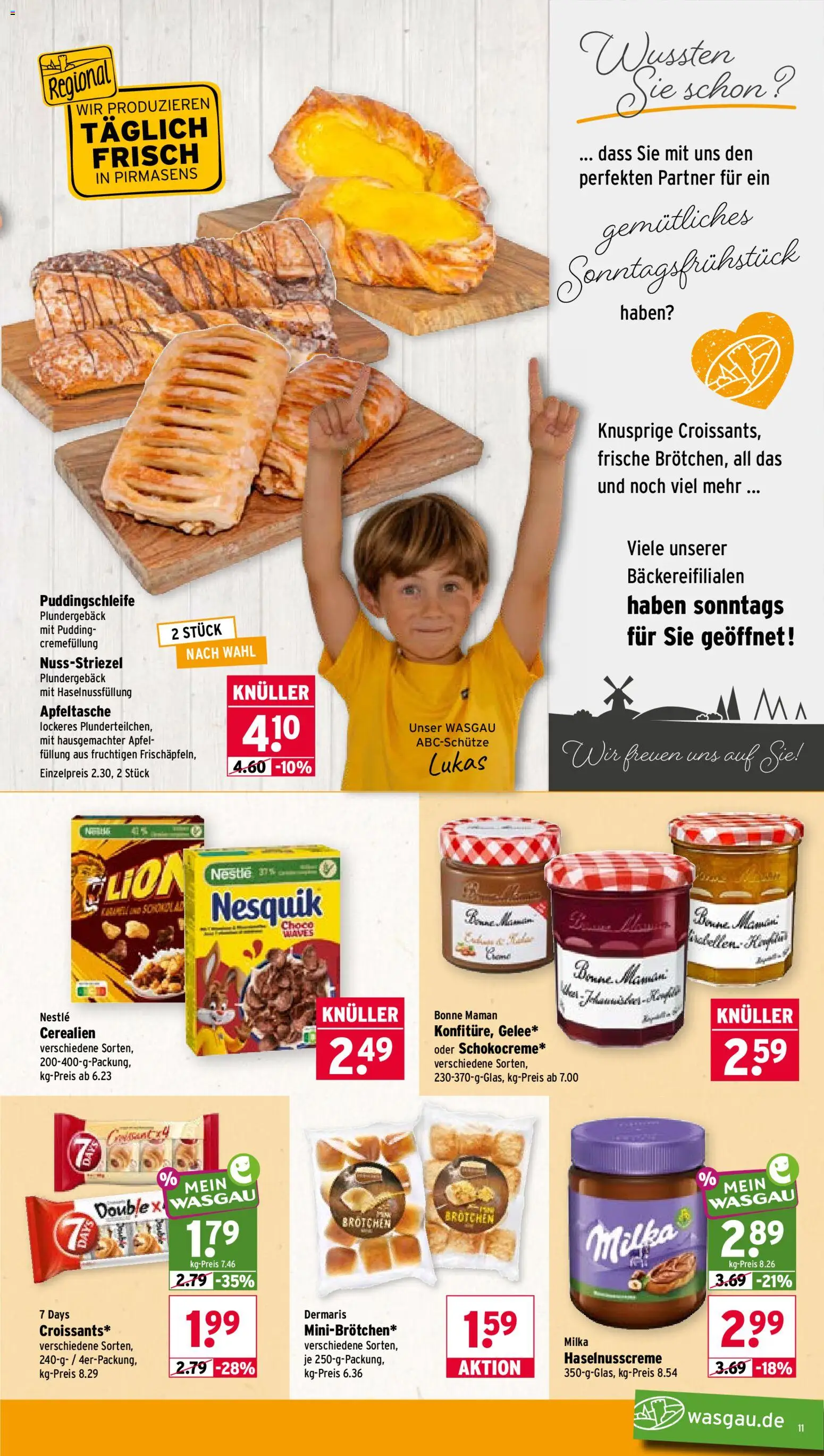 Wasgau Prospekt – gültig ab 03.08.2026 | Seite: 11 | Produkte: Nesquik, Äpfel, Pudding, Bonne maman