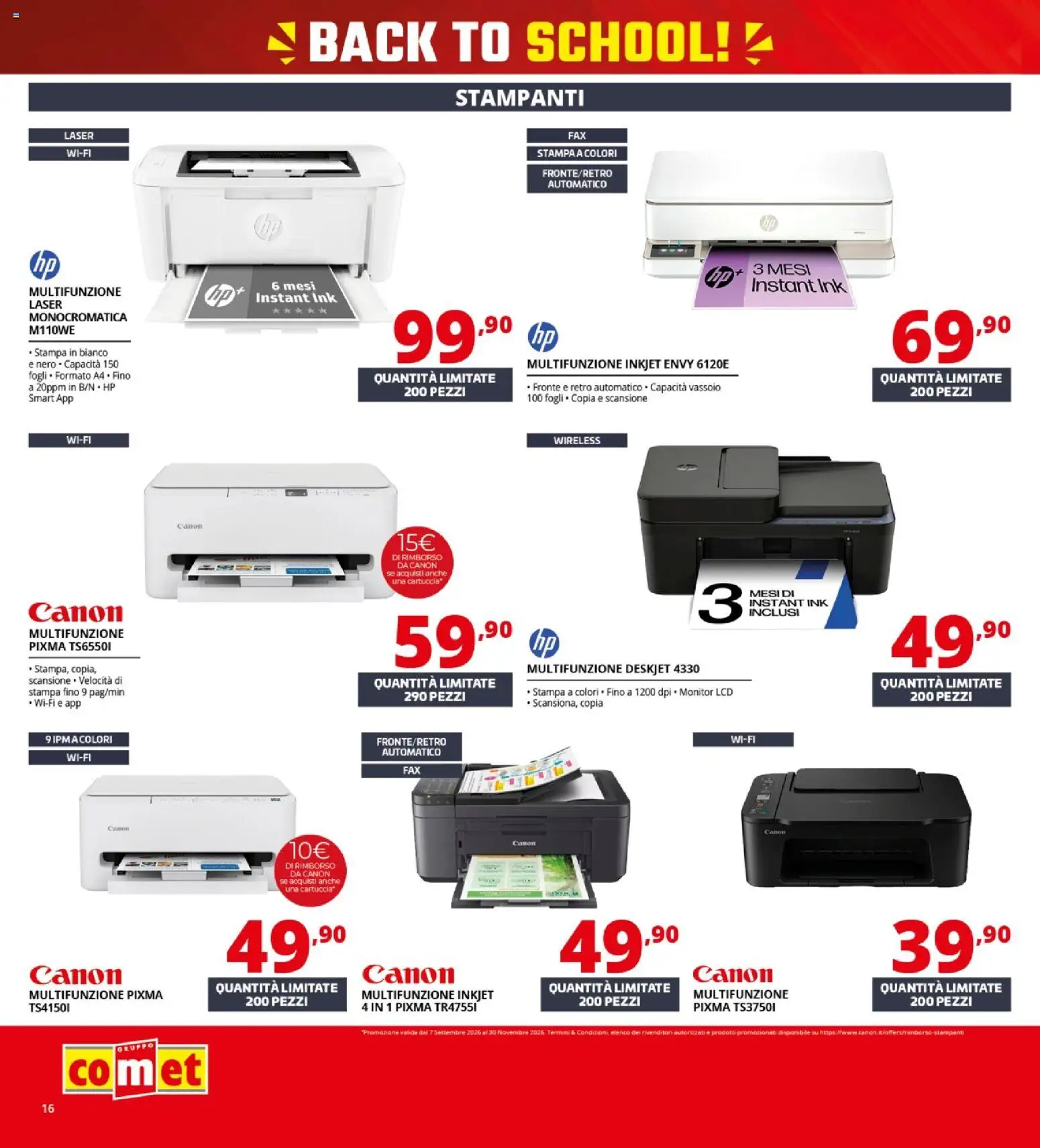 Volantino Comet del 10/09/2026 | Pagina: 16 | Prodotti: Monitor, Stampa, Vassoio