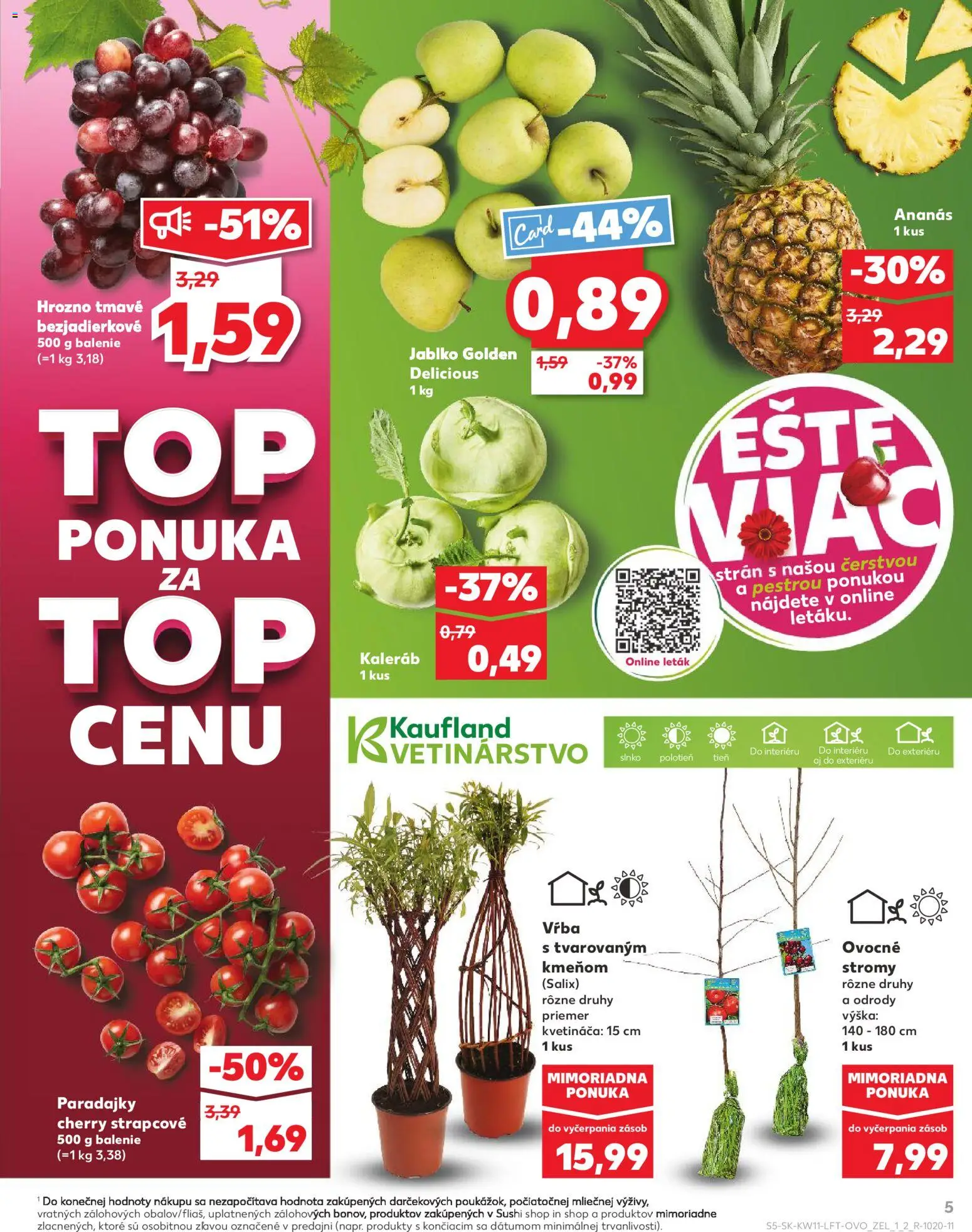 Nové Kaufland akcie – leták je platný od 12.03.2026 | Strana: 5 | Produkty: Paradajky, Apple, Ananás, Hrozno