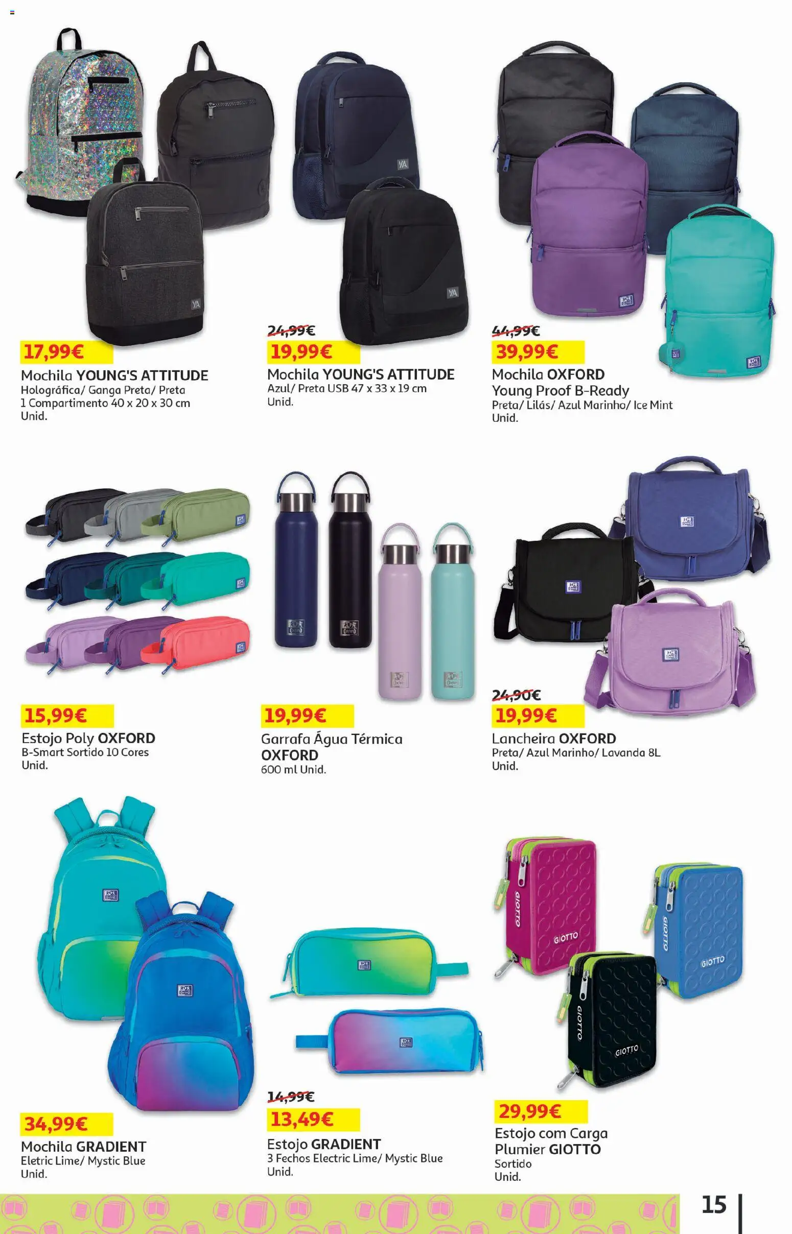 Auchan - Folheto Escolar │ válido de 05/08/2026 | Página: 15 | Produtos: Agua, Mochila, USB