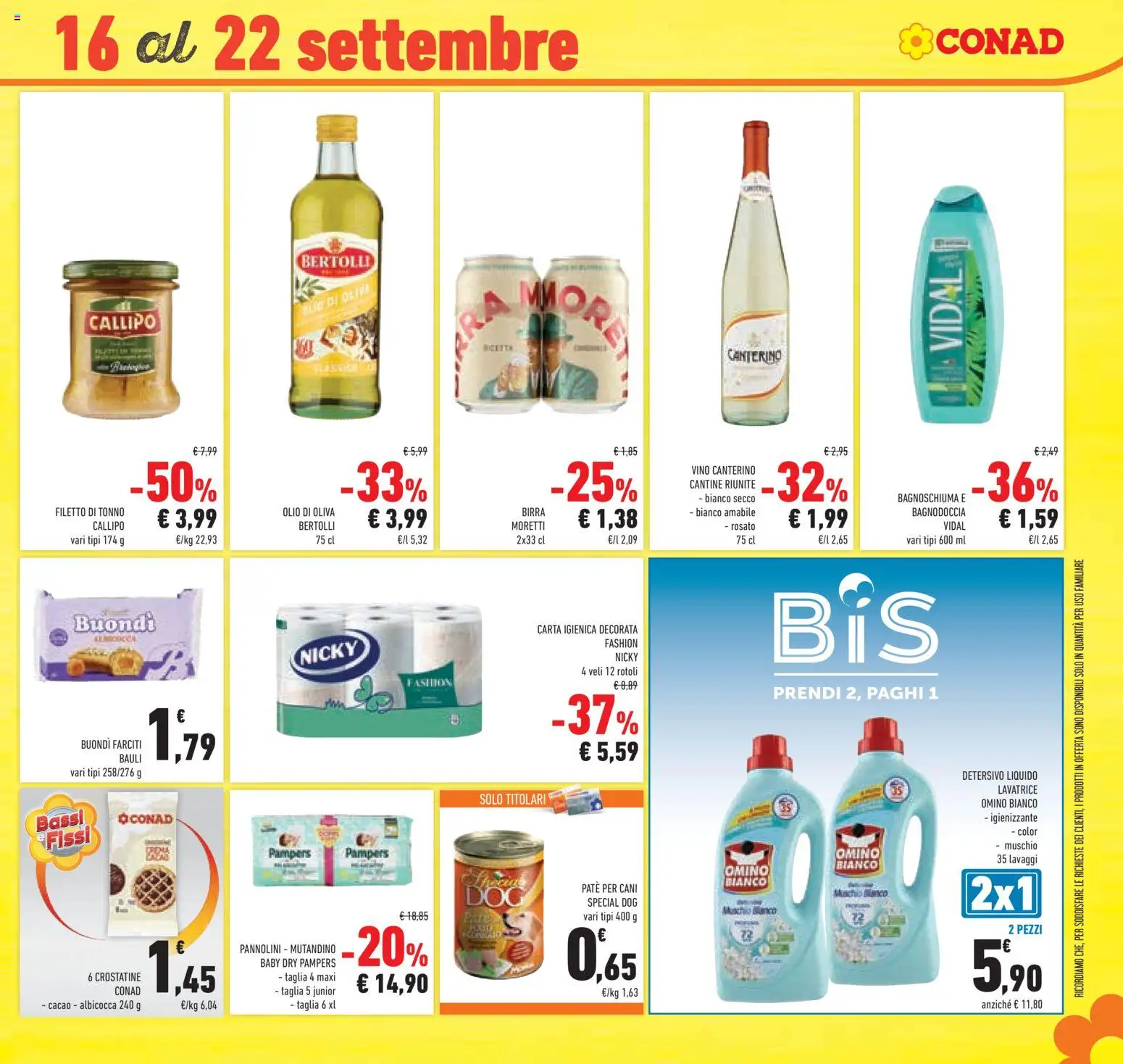 Volantino Conad del 09/09/2026 | Pagina: 39 | Prodotti: Pannolini, Olio, Pampers, Tonno
