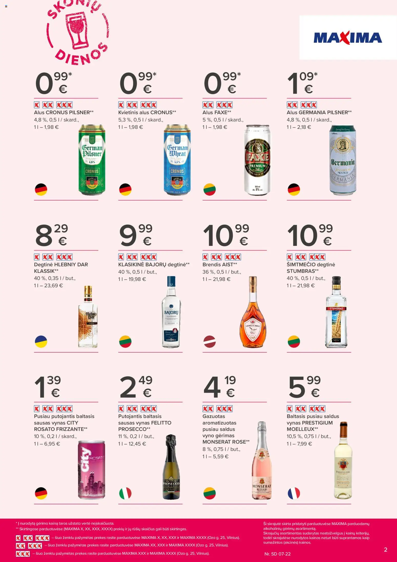MAXIMA akcijos nuo 2026.07.09 | Puslapis: 2 | Prekių: Degtinė, Vynas, Alus