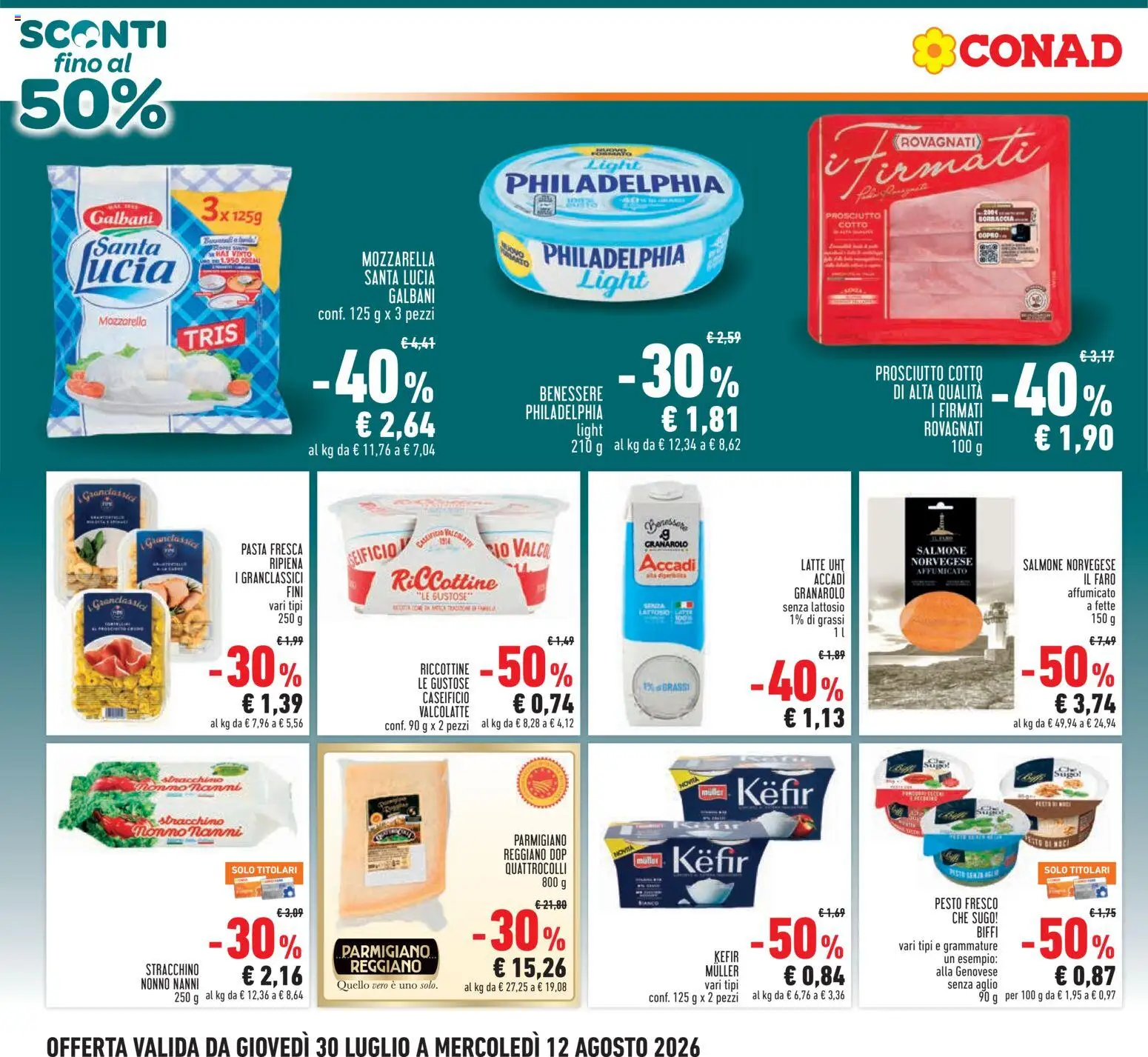 Volantino Conad del 30/07/2026 | Pagina: 2 | Prodotti: Prosciutto, Aglio, Sugo, Borraccia