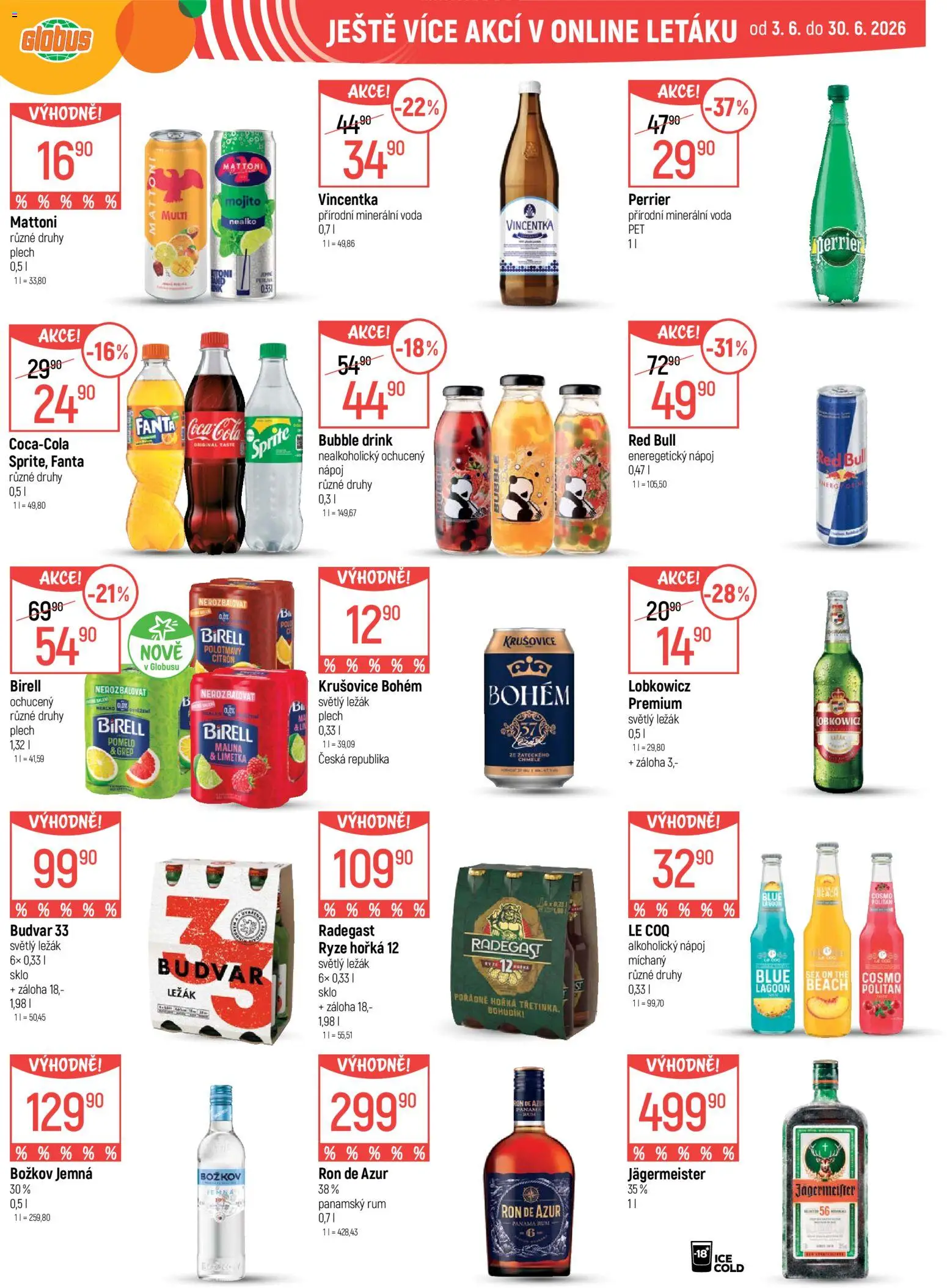 Globus leták - Praha-Štěrboholy od 03.06.2026 | Strana: 40 | Produkty: Mattoni, Krušovice Bohém, Krušovice, Red Bull