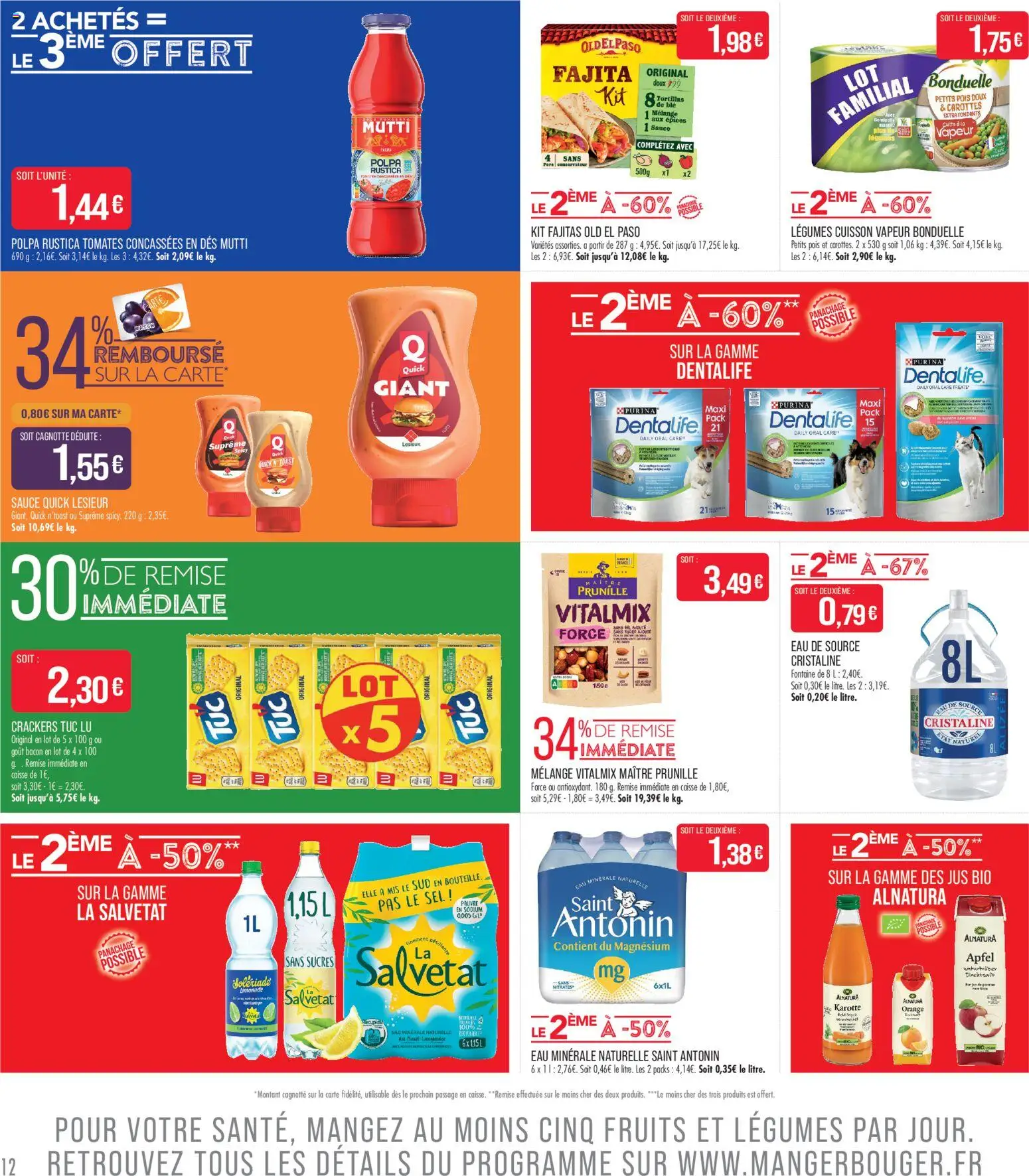 {H1} | Page: 12 | Produits: Eau minérale, Crackers, Tortillas, Pois