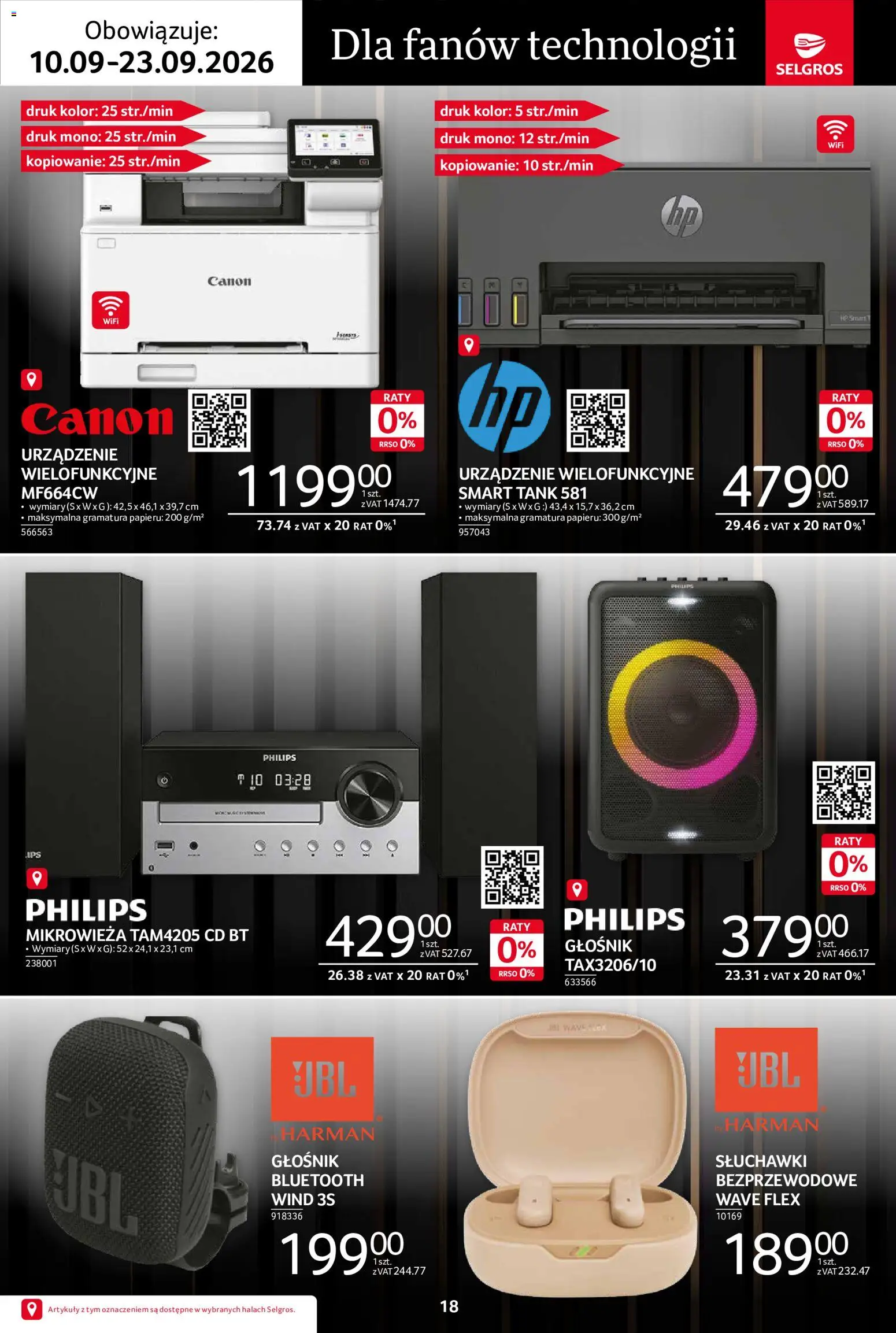 Selgros cash&carry gazetka - Premium od 10.09.2026 | Strona: 18 | Produkty: Słuchawki, Głośnik, Słuchawki Bluetooth