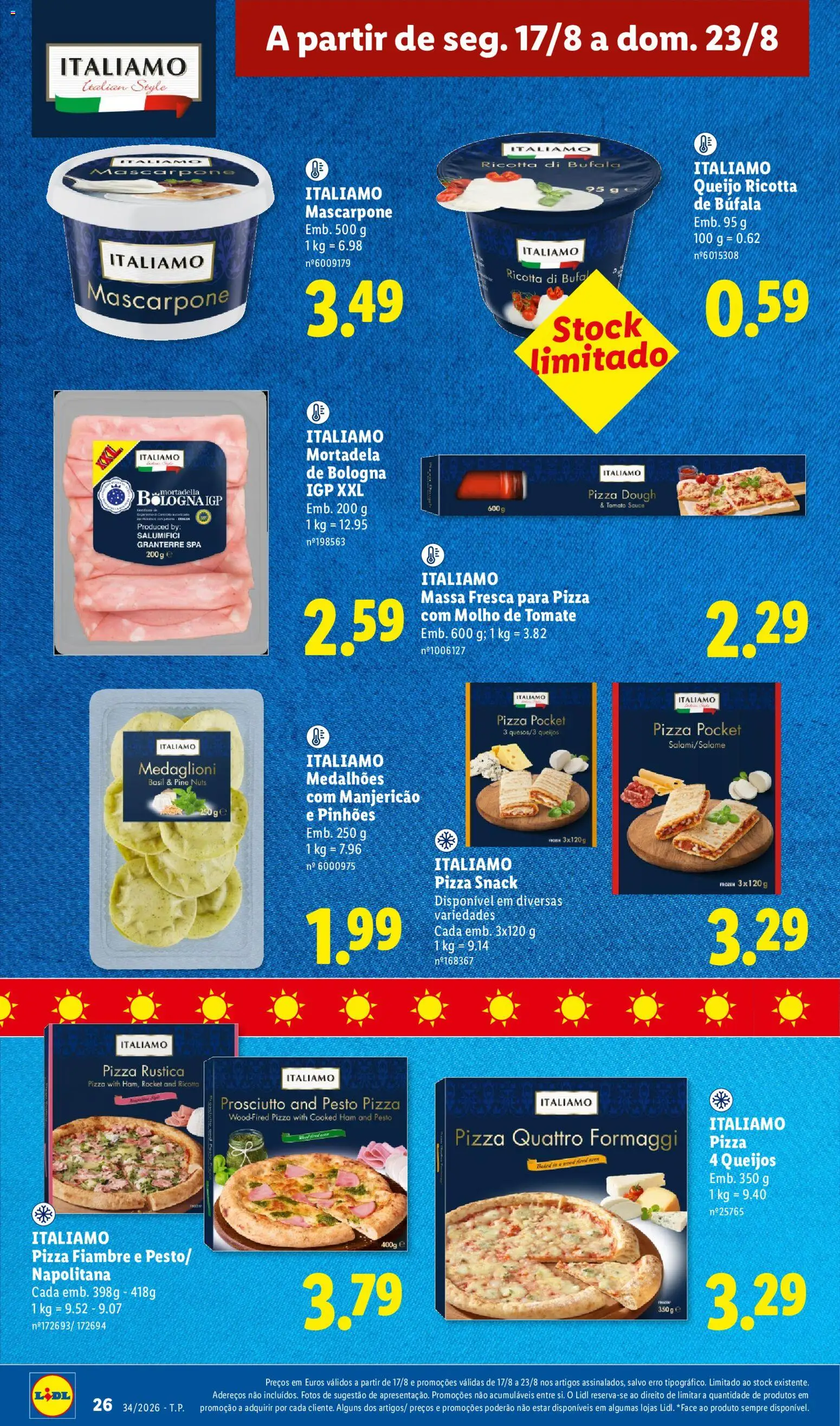 Lidl folheto │ válido de 17/08/2026 | Página: 26 | Produtos: Mortadela, Fiambre, Queijo Ricotta, Massa
