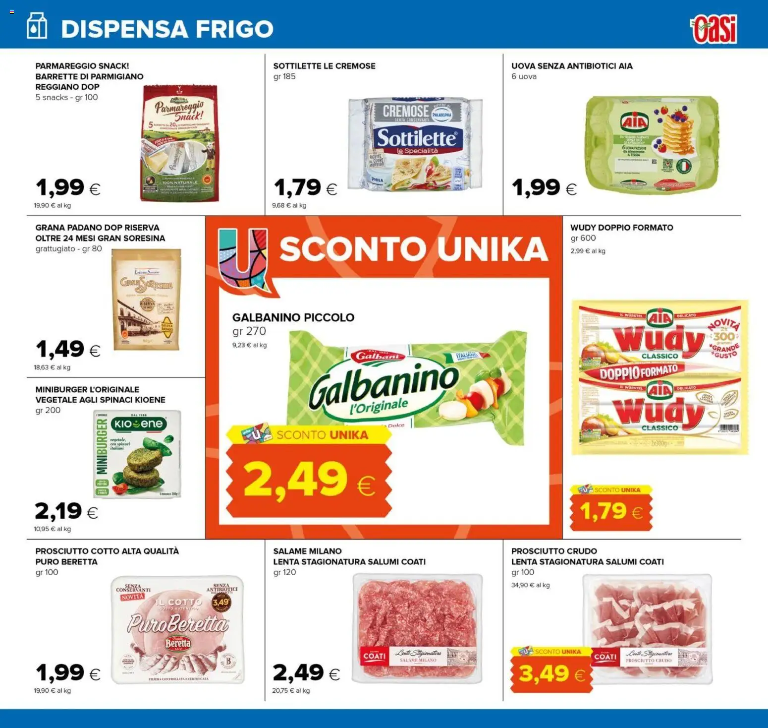 Volantino Oasi del 21.05.2026 | Pagina: 17 | Prodotti: Uova, Wurstel, Spinaci, Grana Padano