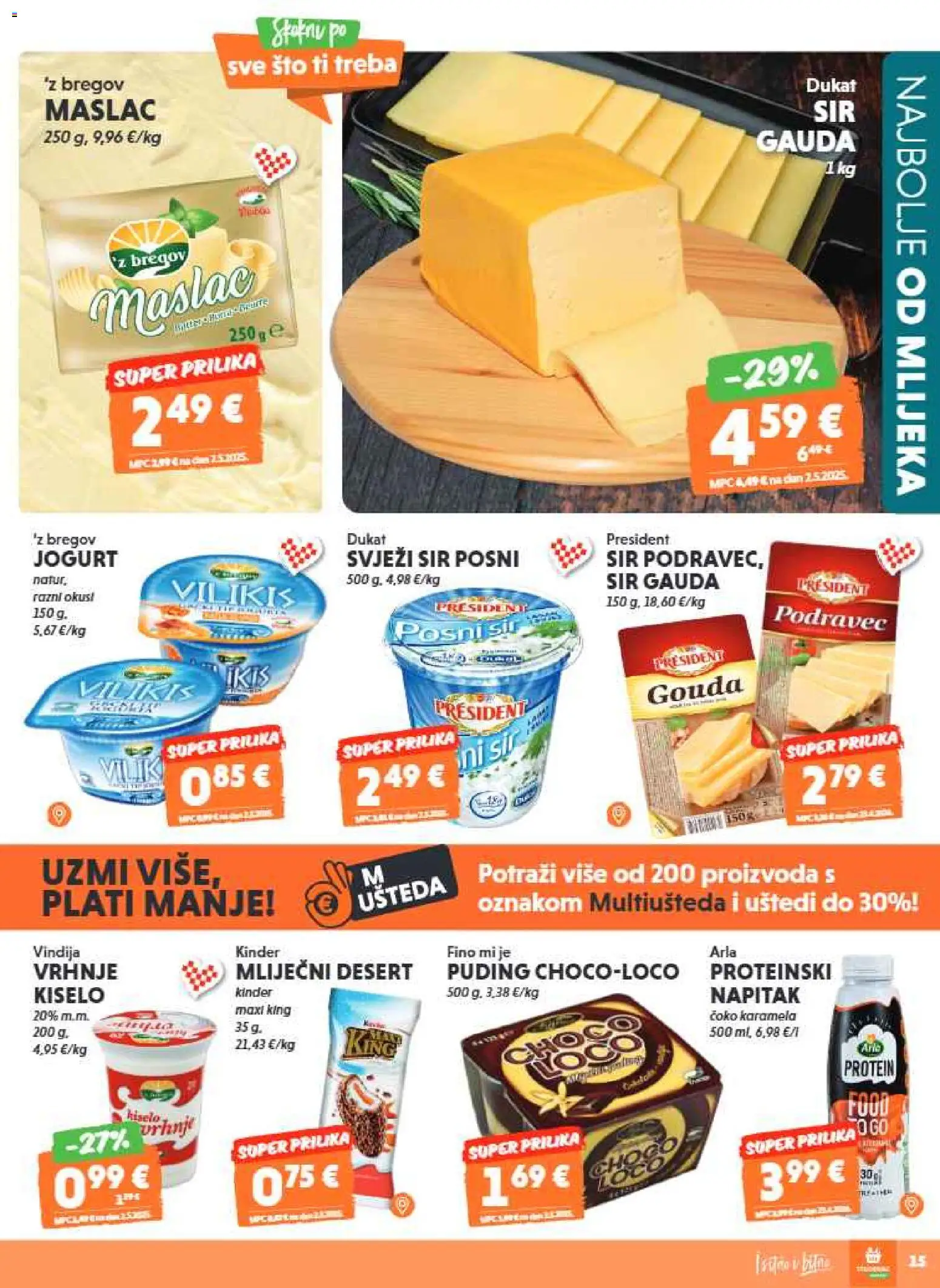 Studenac katalog | vrijedi od 13.05.2026 | Stranica: 15 | Proizvodi: Gauda, Maslac, Puding, Svježi sir
