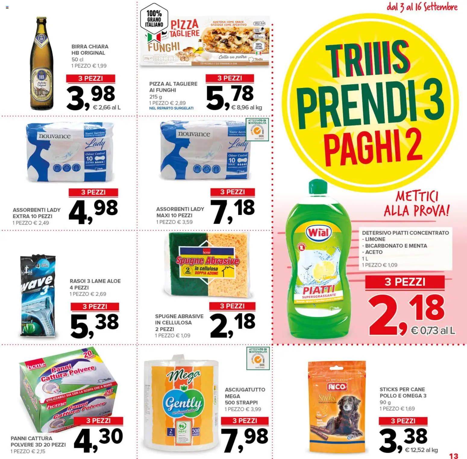 Volantino Todis del 03/09/2026 | Pagina: 13 | Prodotti: Pollo, Bicarbonato, Limone, Funghi