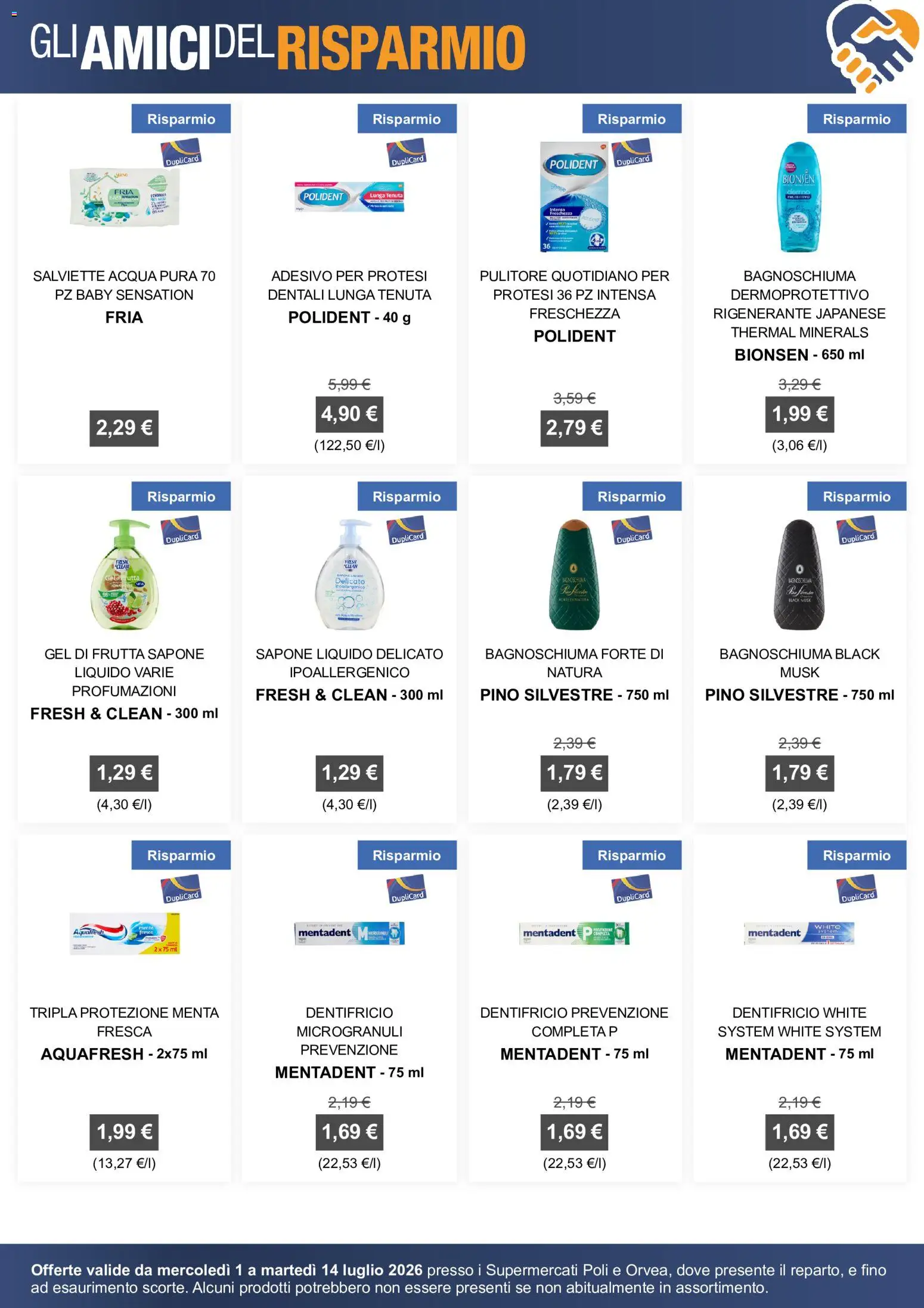Volantino Poli del 01/07/2026 | Pagina: 5 | Prodotti: Dentifricio, Acqua, Frutta, Menta