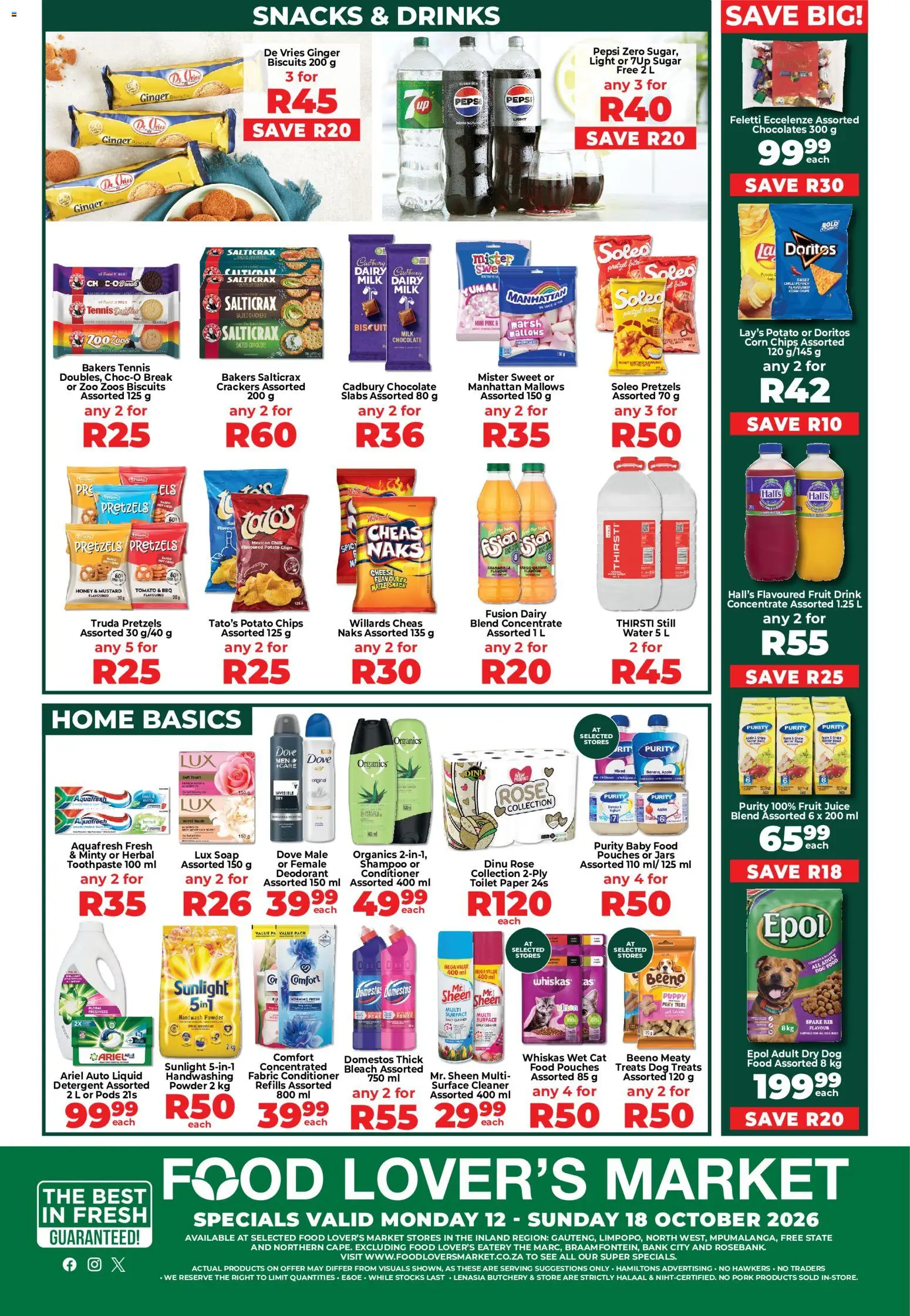 New Food Lover's Market catalogue – valid from 12/10/2026 | Page: 8 | Products: Crackers, Surface cleaner, Snacks, Paper