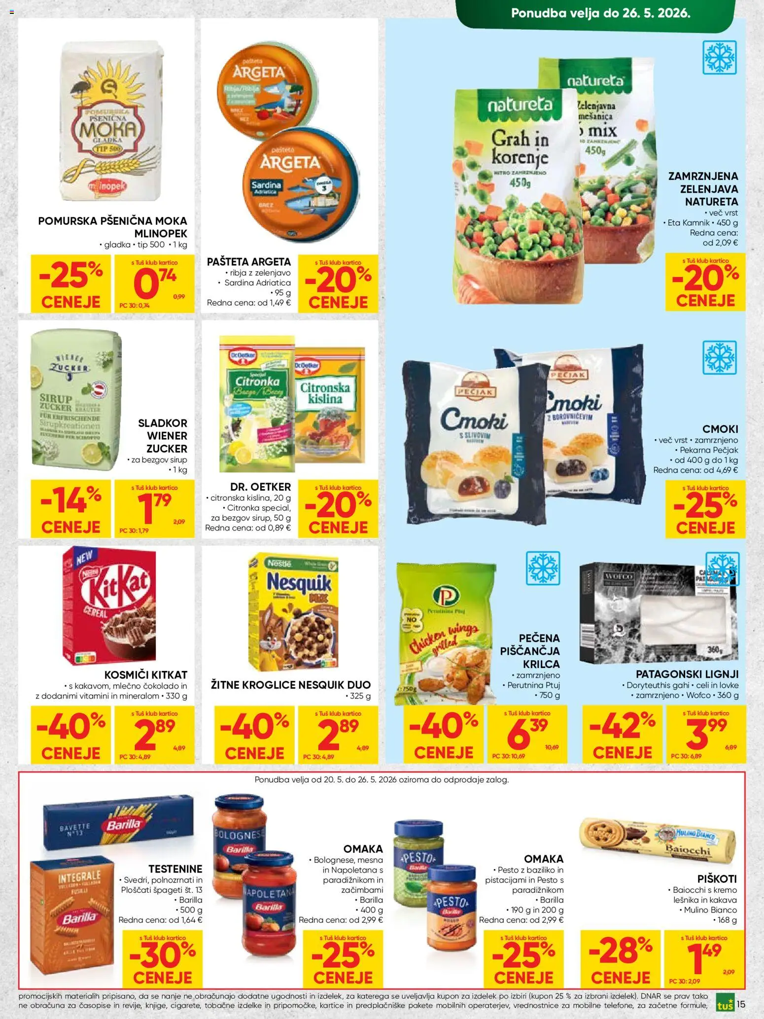 Novi Tuš katalog ponudbe – veljaven od 13.05.2026 | Stran: 15 | Izdelki: Sirup, Pašteta, Piskoti, Sladkor