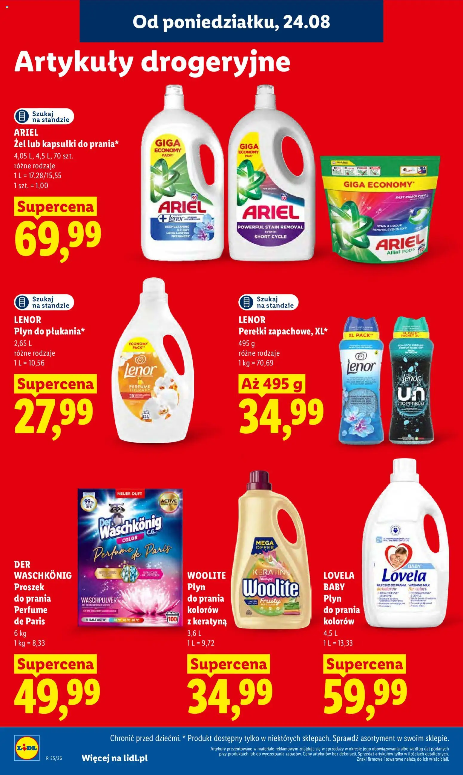 Lidl Polsko leták od 24.08.2026 | Strana: 92 | Produkty: Lenor, Ariel, Woolite, Lovela