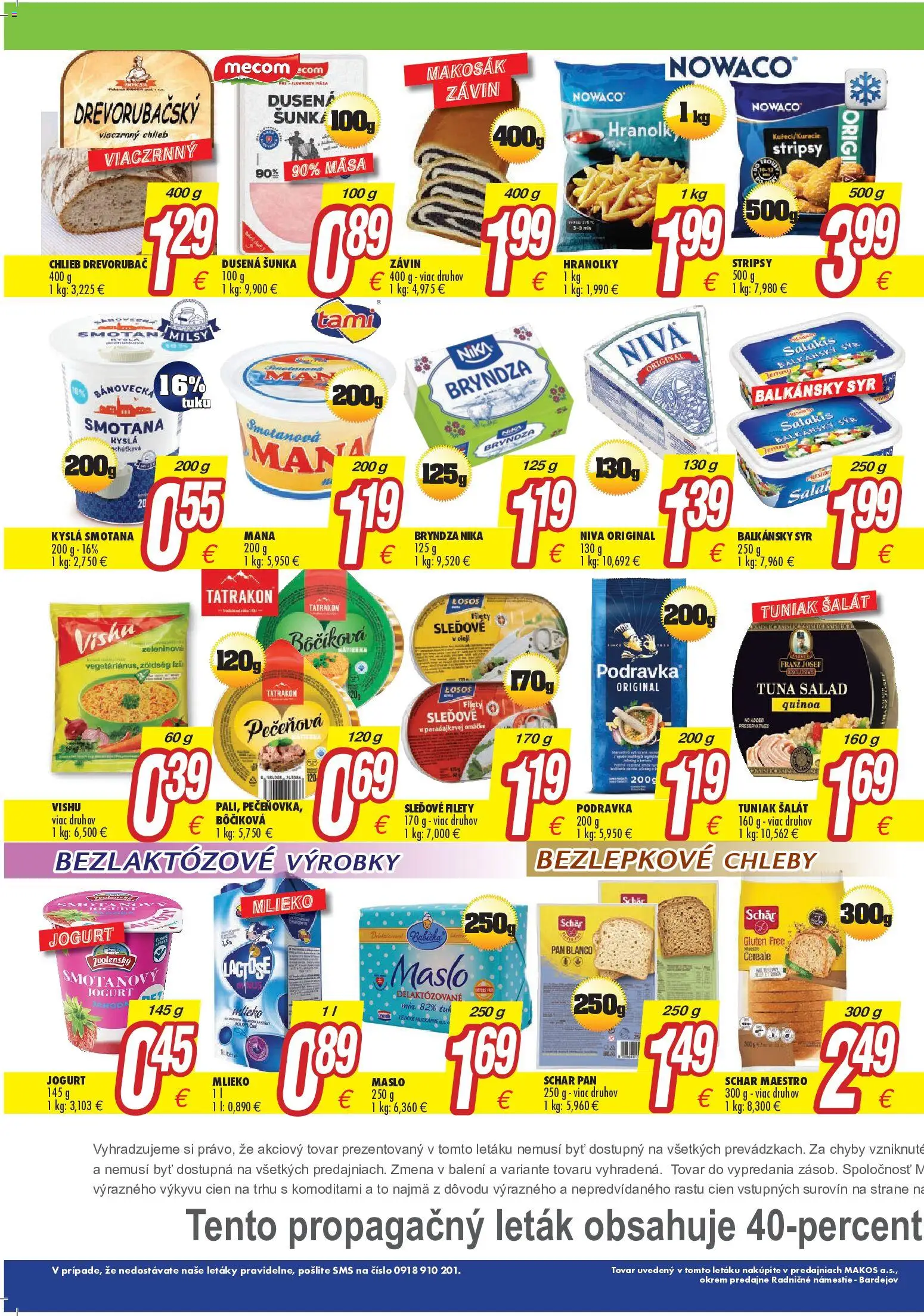 Nové Makos akcie – leták je platný od 10.08.2026 | Strana: 2 | Produkty: Šunka, Niva, Kyslá smotana, Kešu