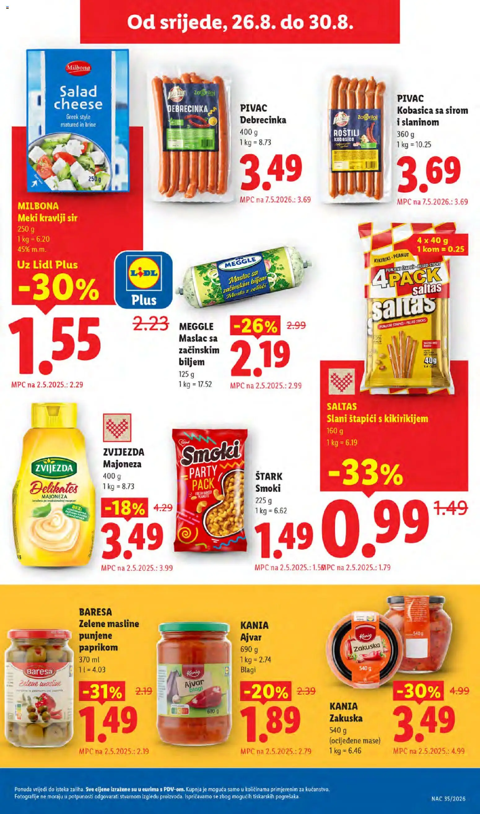 Lidl katalog | vrijedi od 24.08.2026 | Stranica: 53 | Proizvodi: Masline, Majoneza, Kobasica, Štapići