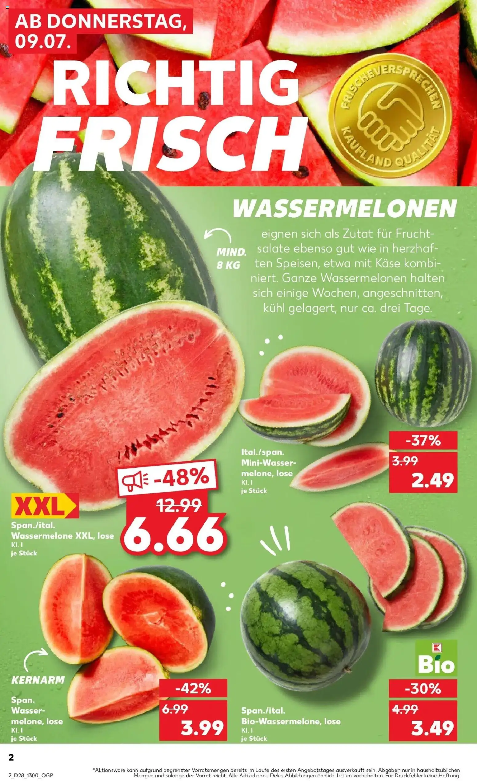 Kaufland Prospekt Pfullingen – gültig ab 09.07.2026 | Seite: 2 | Produkte: Käse, Wasser, Wassermelone