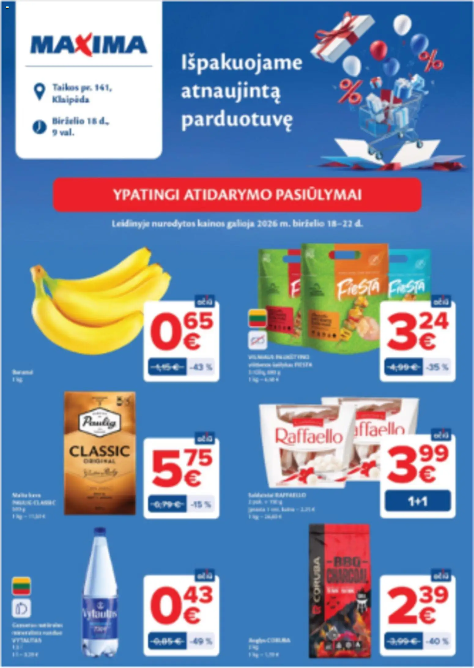 MAXIMA akcijos nuo 18.06.2026 | Puslapis: 1 | Prekių: Vištienos, Kava, Šašlykai