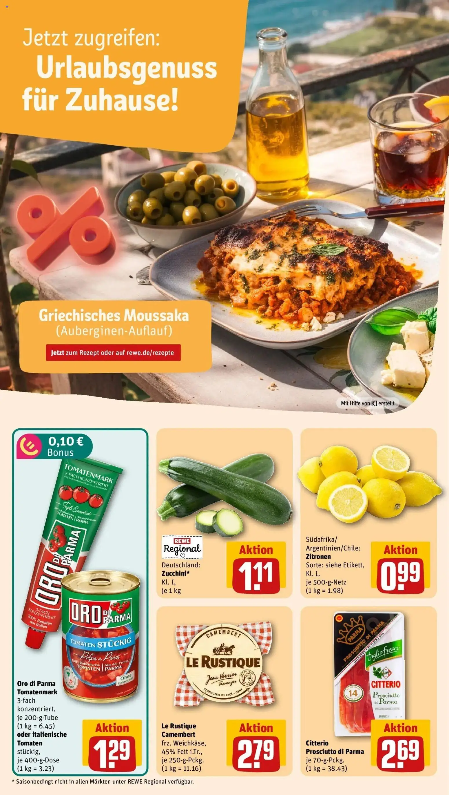 REWE Prospekt ab 31.08.2026 zum Blättern » Angebote | Seite: 4 | Produkte: Tomaten, Oro di parma, Camembert, Zitronen
