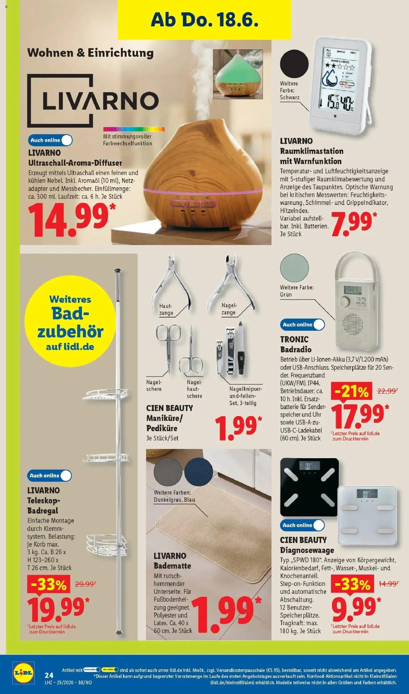 Lidl Prospekt Mahlow – gültig ab 15.06.2026 | Seite: 42 | Produkte: Batterie, Bad, Badregal, Nagelknipser