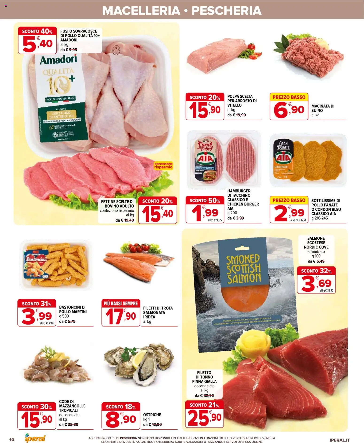 Volantino Iperal del 20.05.2026 | Pagina: 10 | Prodotti: Arrosto, Pollo, Salmone, Mazzancolle