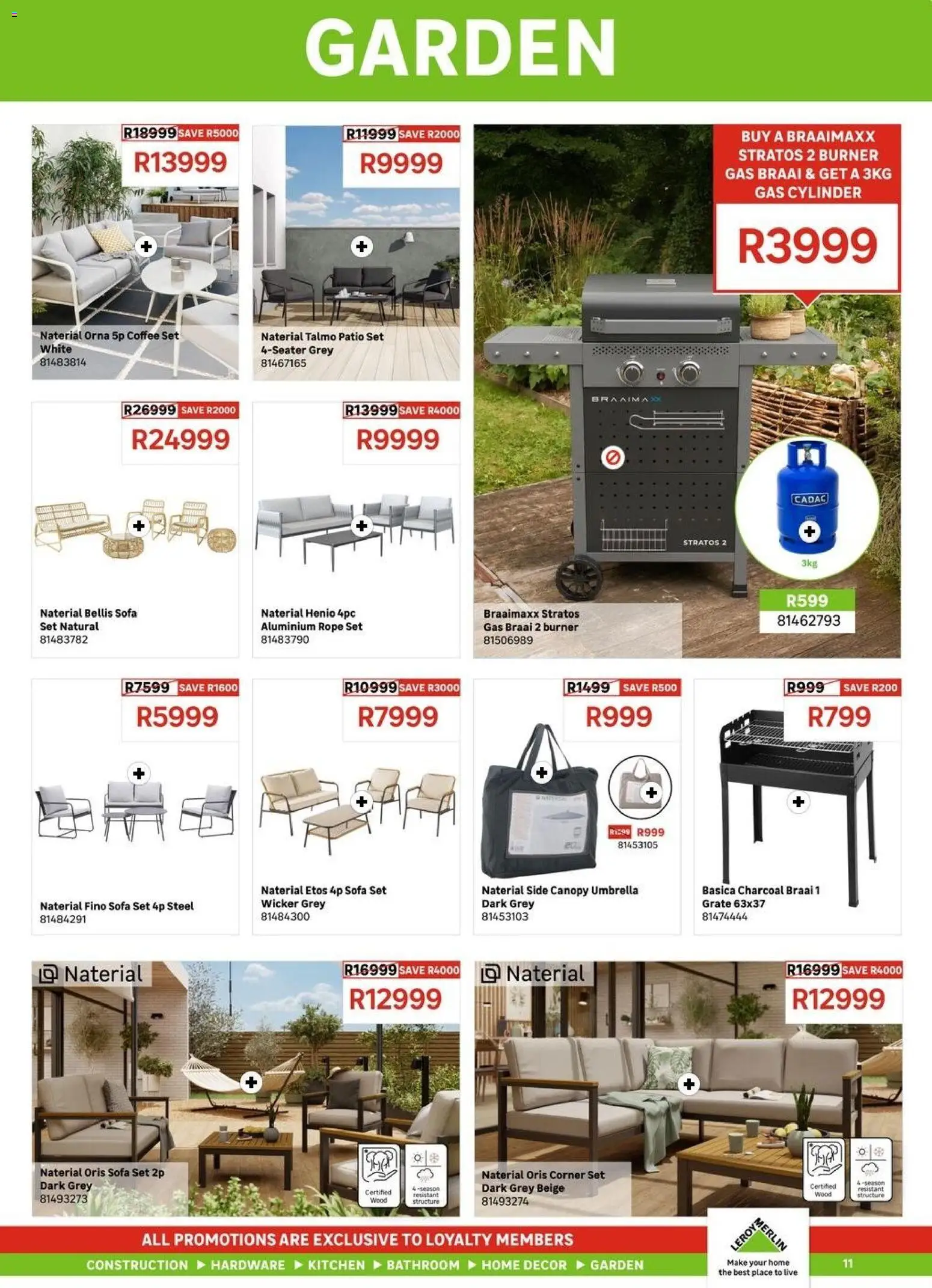 New Leroy Merlin catalogue – valid from 01/07/2026 | Page: 11 | Products: Umbrella, Sofa, Coffee